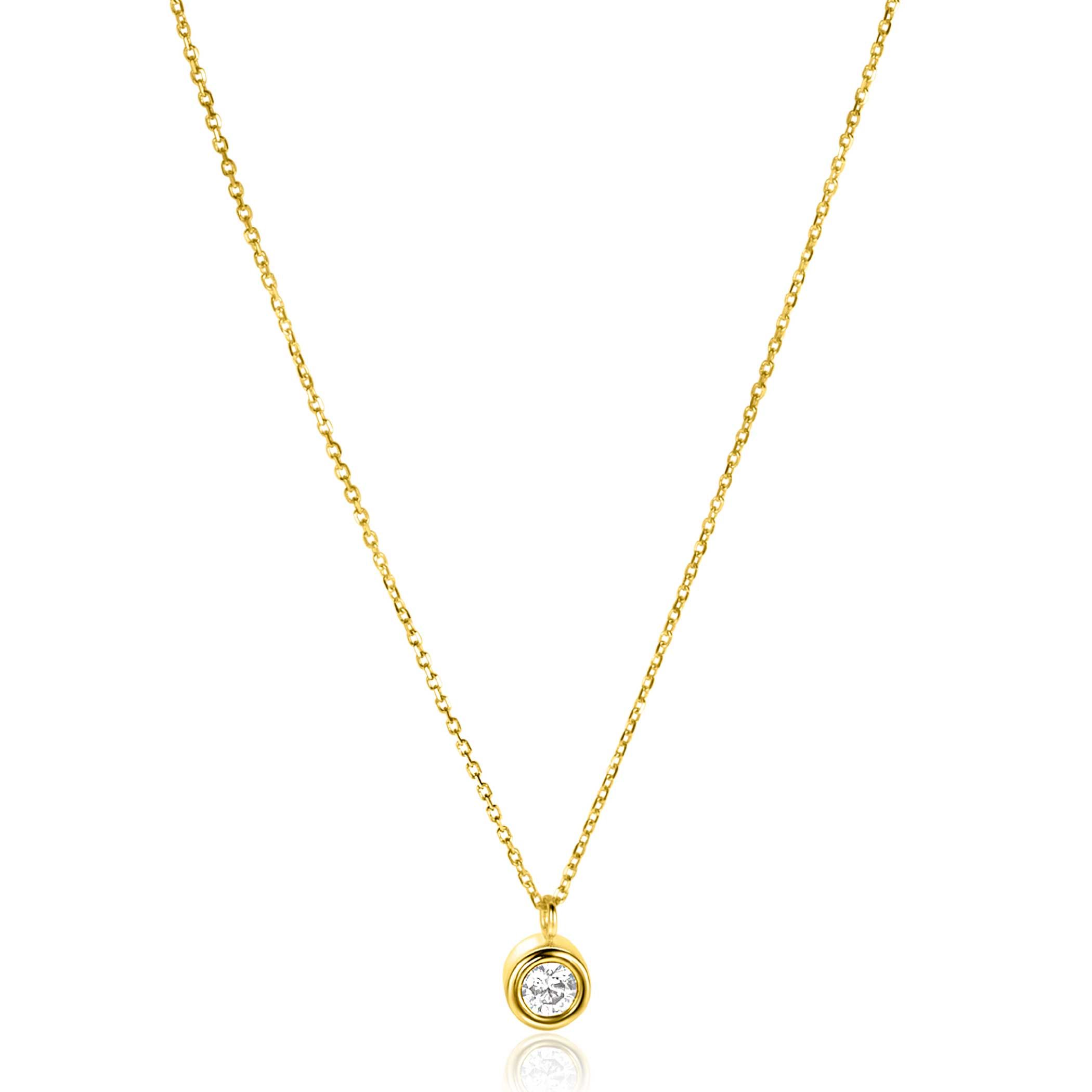 ZINZI GOLD collier met hanger zirc.gladde zetting