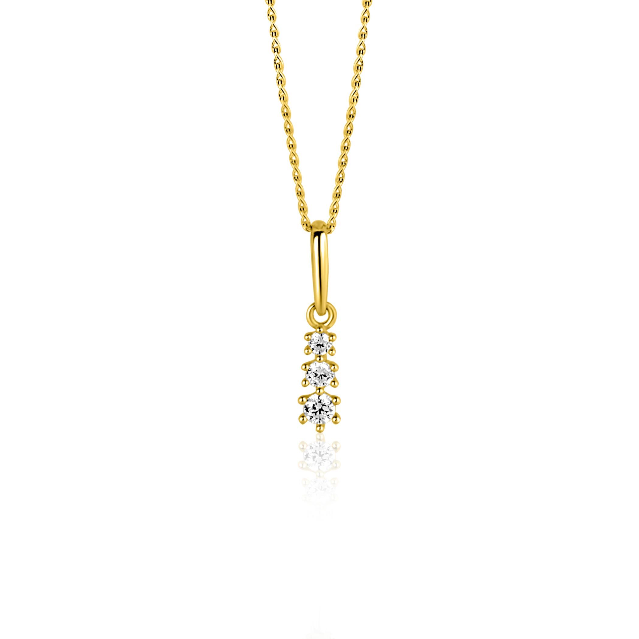 ZINZI GOLD hanger 3x zirconia aflopend
