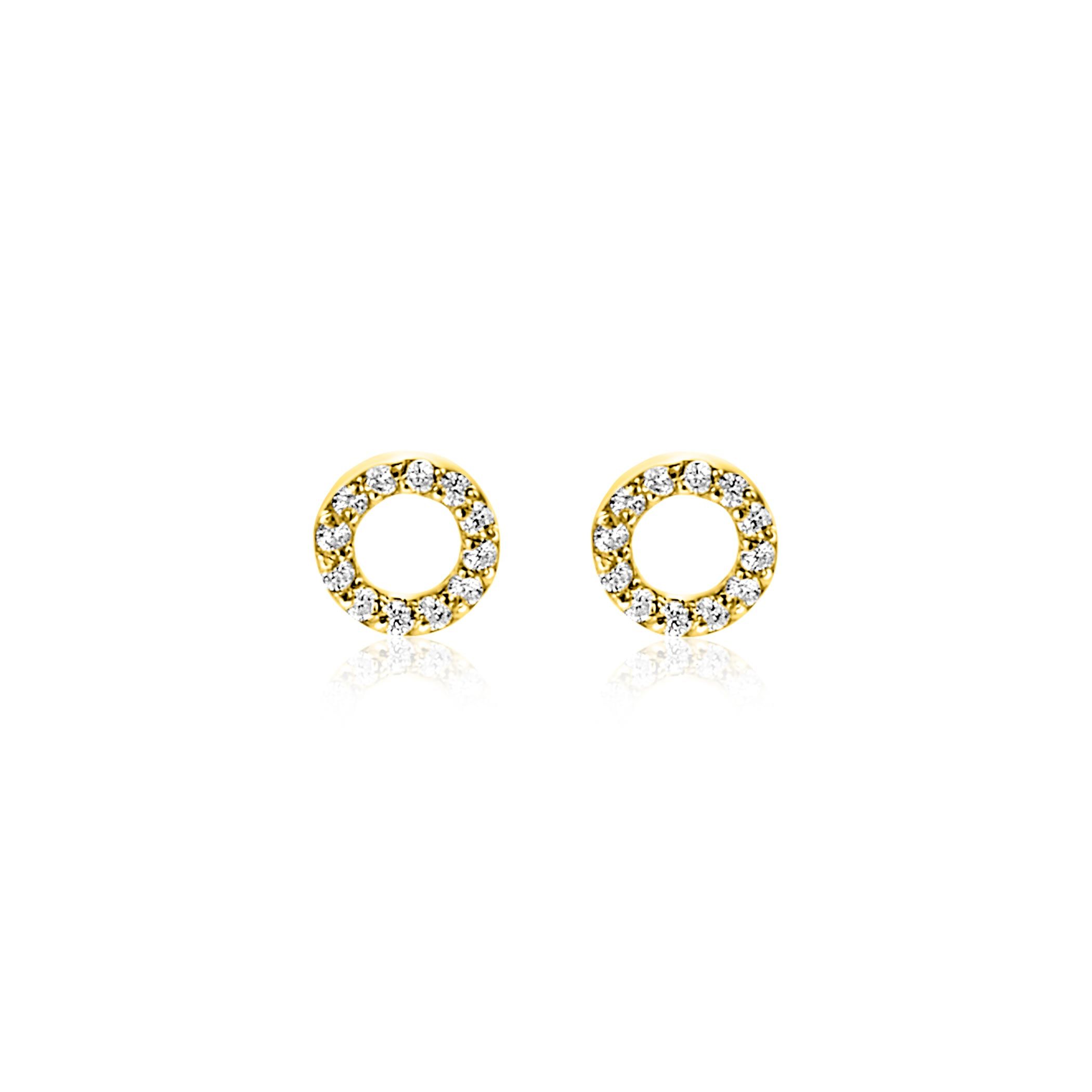 ZINZI GOLD oorknopjes rond open zirconia's 5.5mm