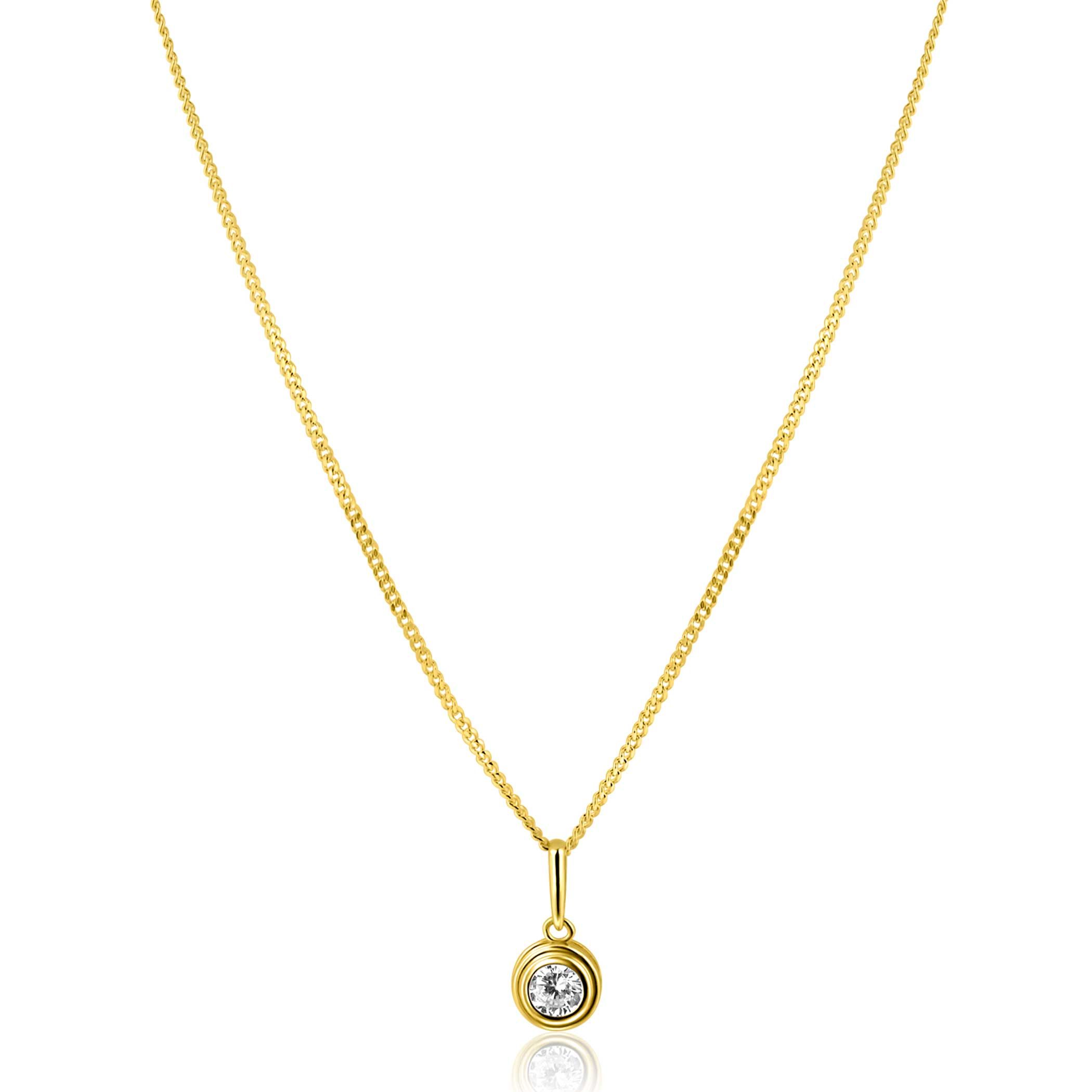 ZINZI GOLD hanger zirc. rond in bewerkt rond kastje