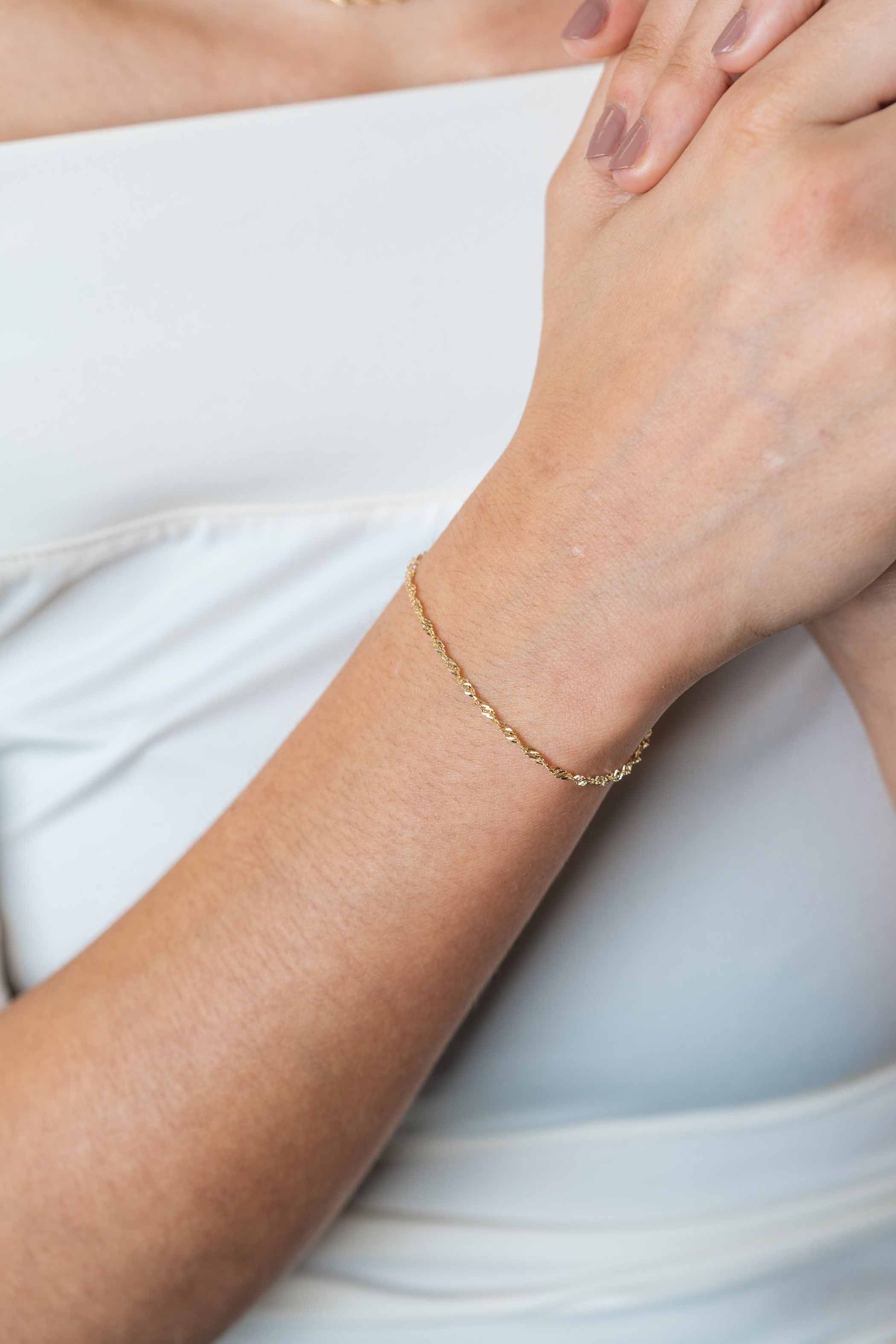 ZINZI Gold 14 karat gold solid Singapore bracelet 1.8mm wide 17-19cm ZGA501

