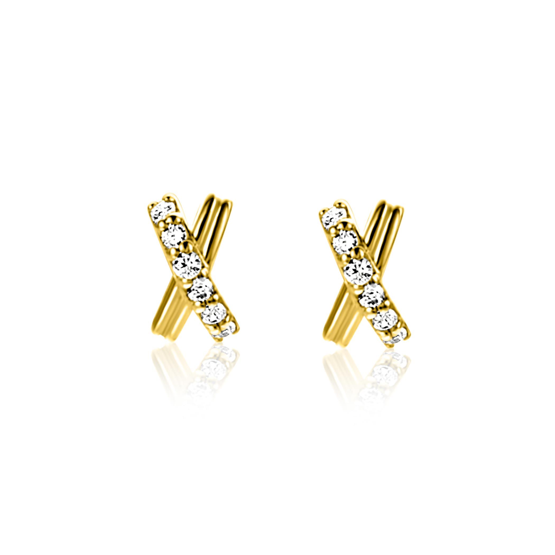 ZINZI GOLD oorknopjes X met zirconia's
