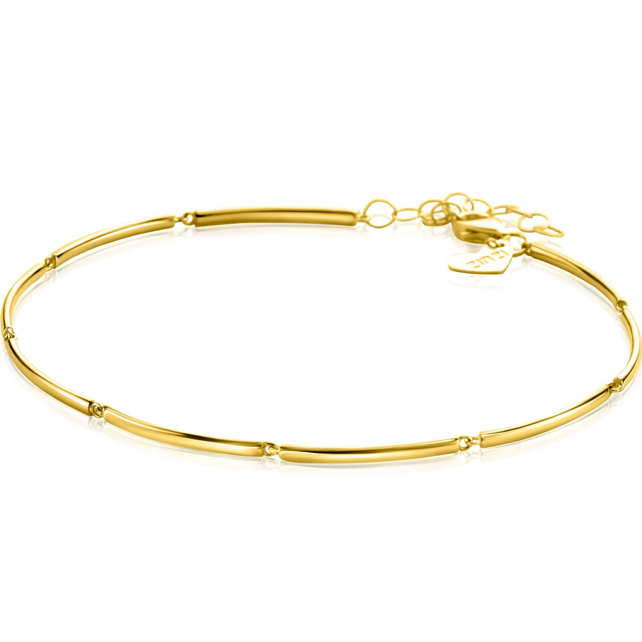 ZINZI 14K Gold Bracelet Rectangular Bars Square Tube 1,6mm width 16,5-19cm ZGA461