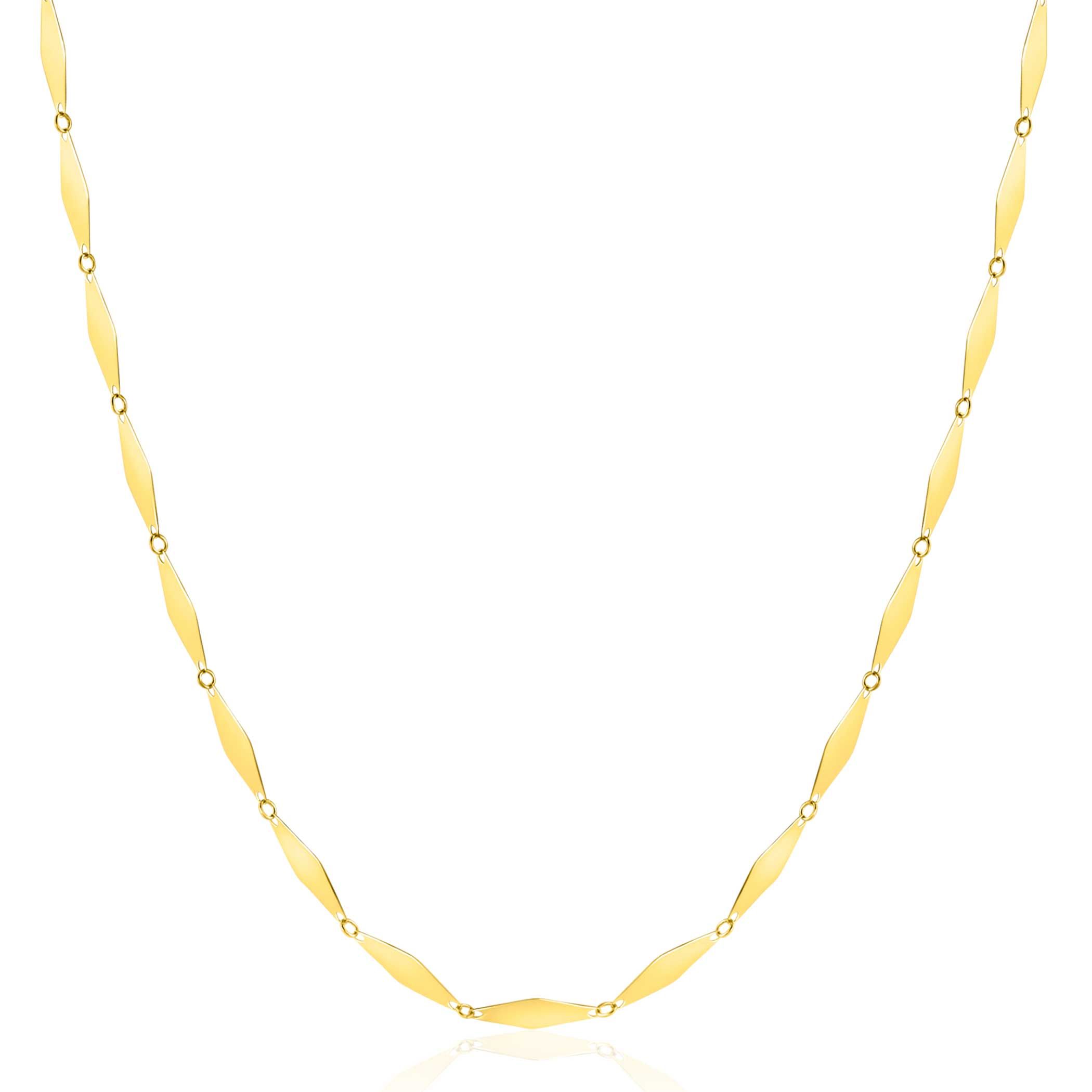 ZINZI Gold 14 karat gold solid chain necklace with shiny long diamond-shaped links 3mm wide 45cm ZGC492
