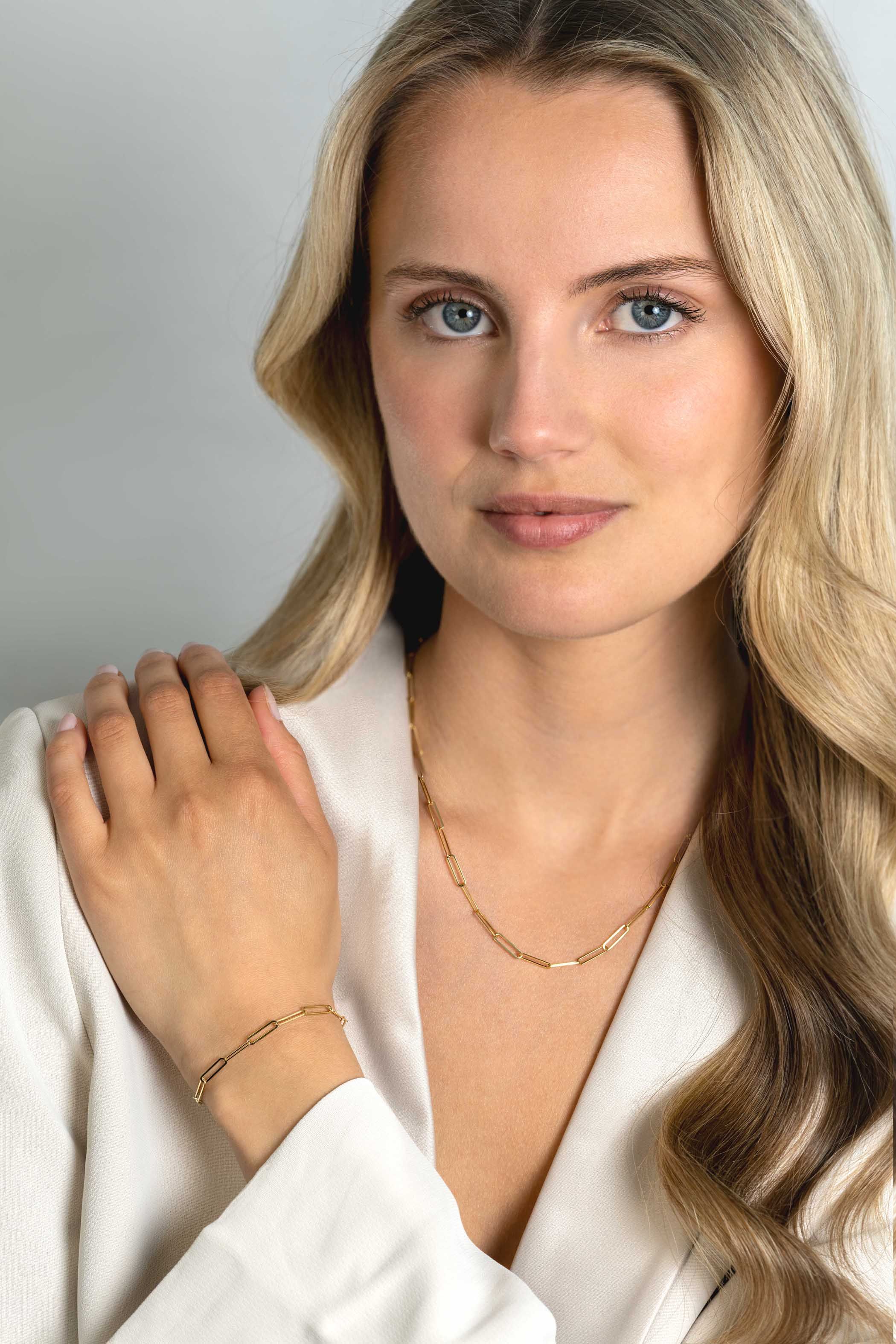 ZINZI 14K Gold Bracelet Trendy Paperclip Chains 3mm width 19cm ZGA386