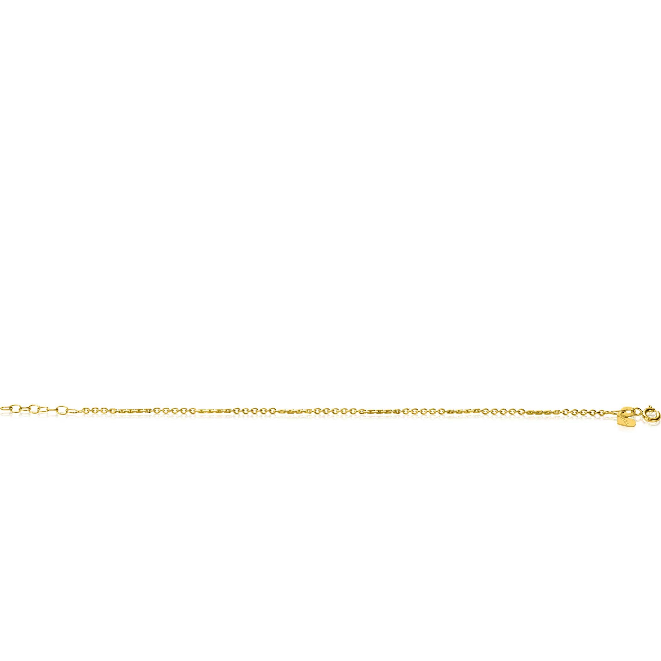 ZINZI Gold 14 karat gold solid bracelet with engraved twisted bars and fine curb links, 2mm wide, 17-19cm, ZGA500
