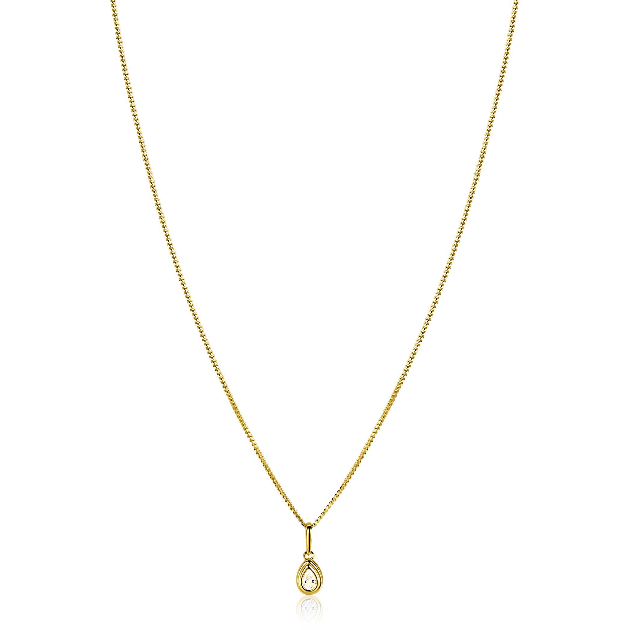 ZINZI GOLD hanger peervorm met zirconia