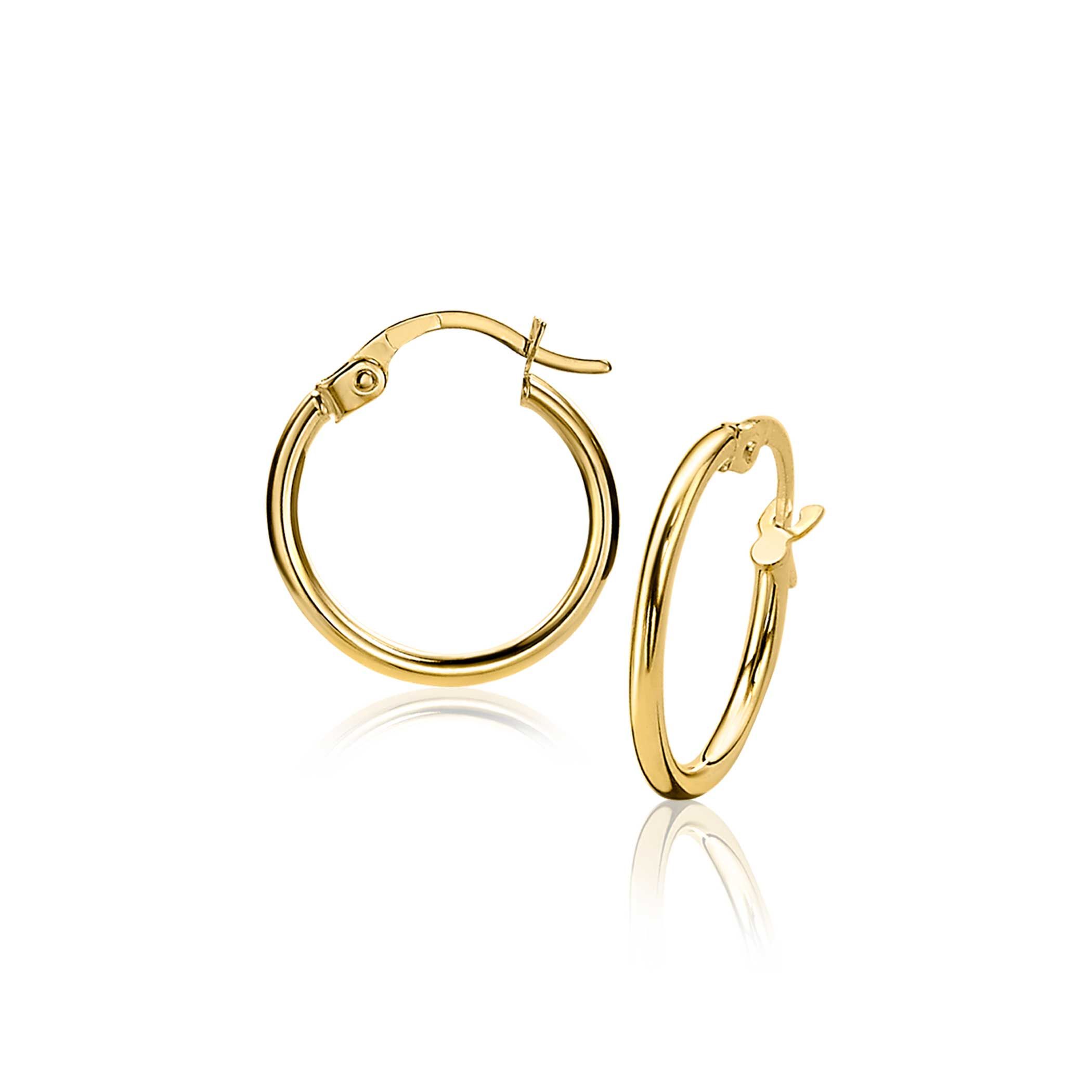 ZINZI 14K Gold Hoop Earrings Round Tube 15 x 1,5mm ZGO127