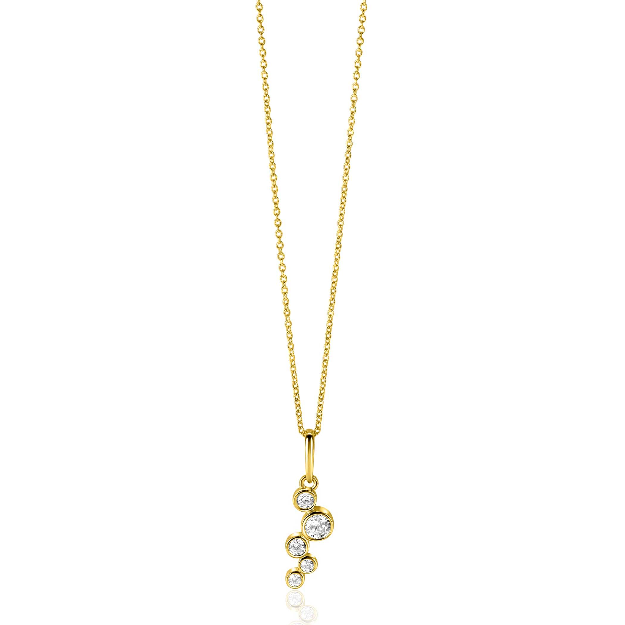17mm ZINZI Gold 14 ct gold pendant with round settings set with white cubic zirconias ZGH513 (no necklace)