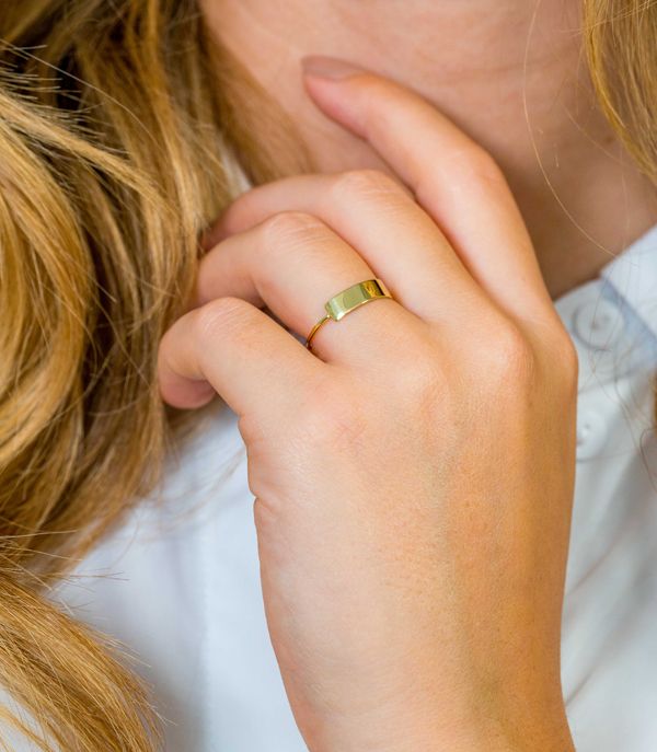 ZINZI 14K Gold Ring Rectangular Bar ZGR176