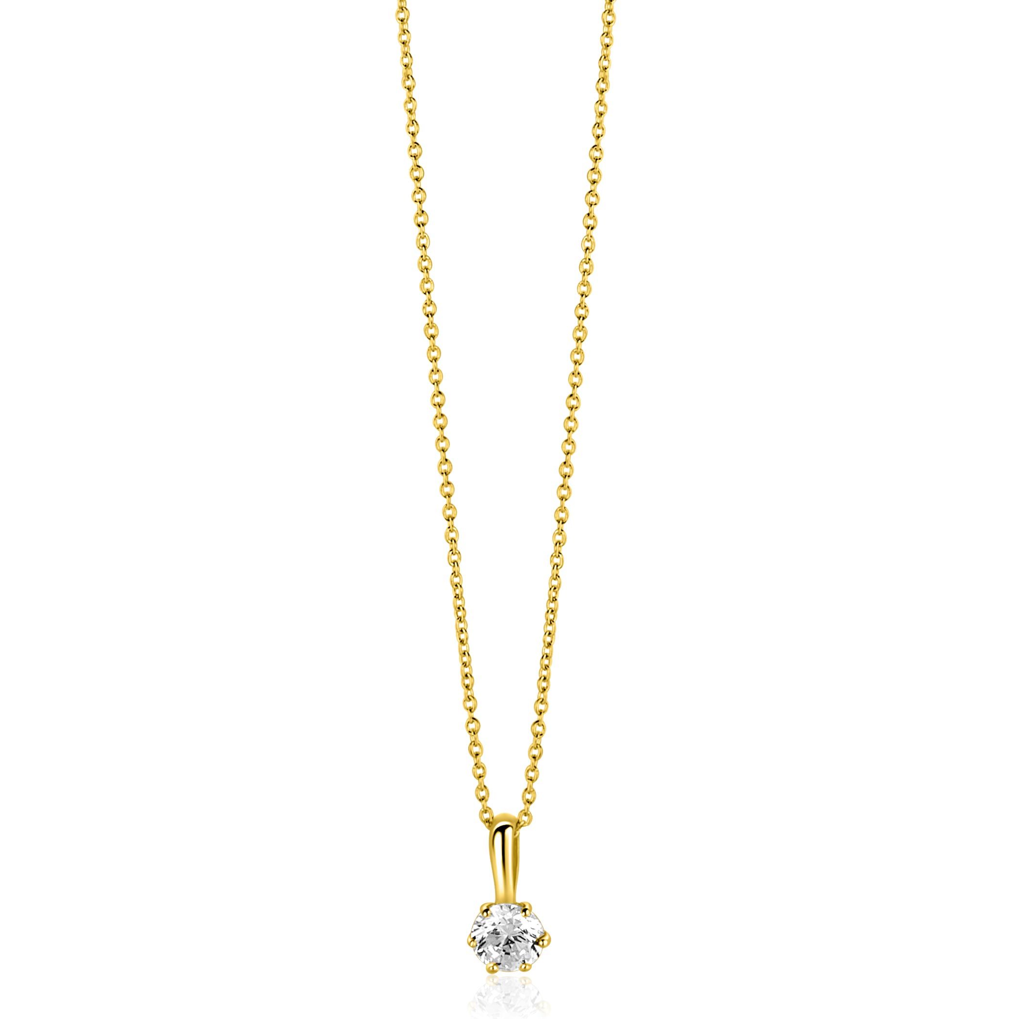 ZINZI GOLD hanger solitair zirconia 4.5mm