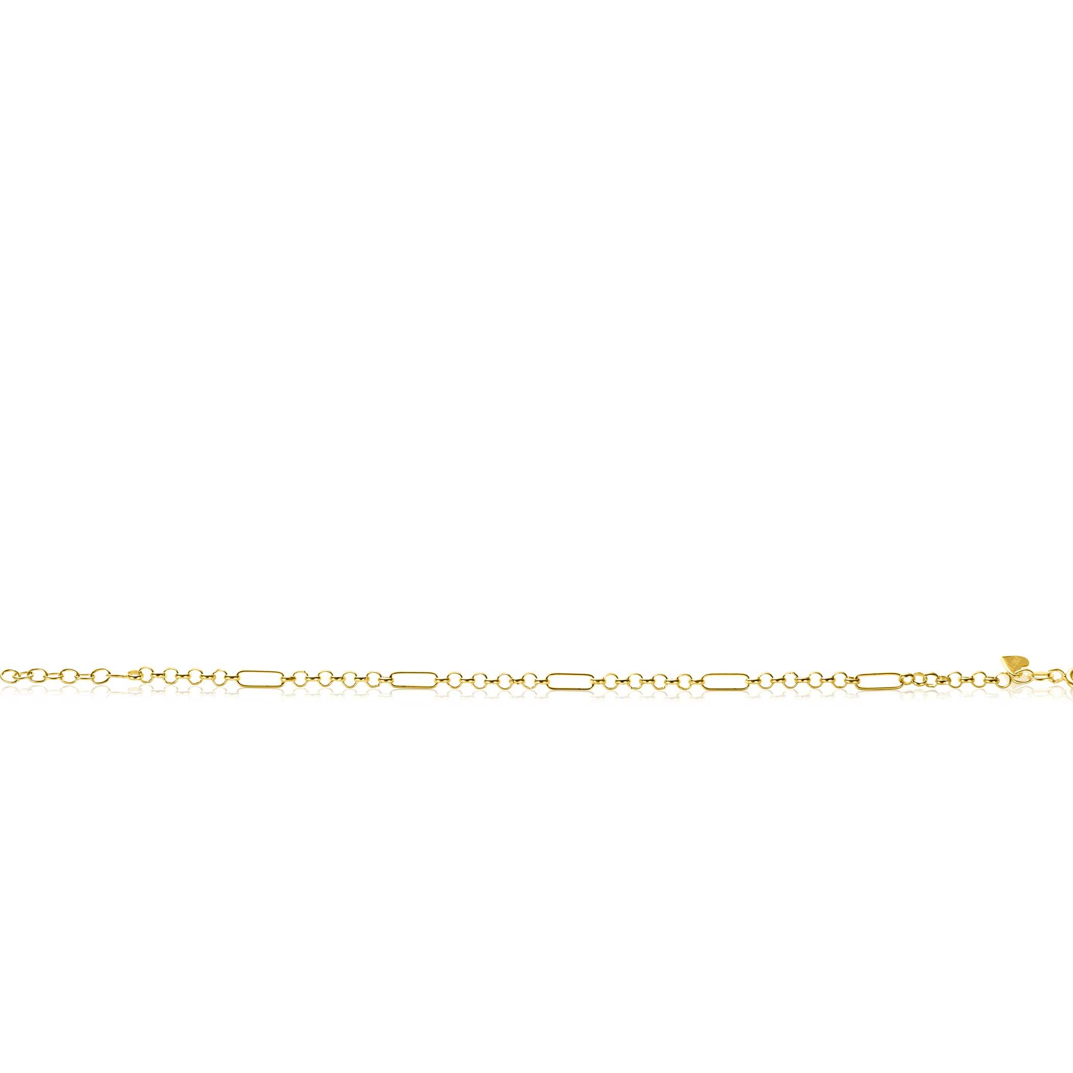 ZINZI Gold 14 karat gold solid bracelet featuring four paperclip links combined with curb links 17-19cm ZGA495
