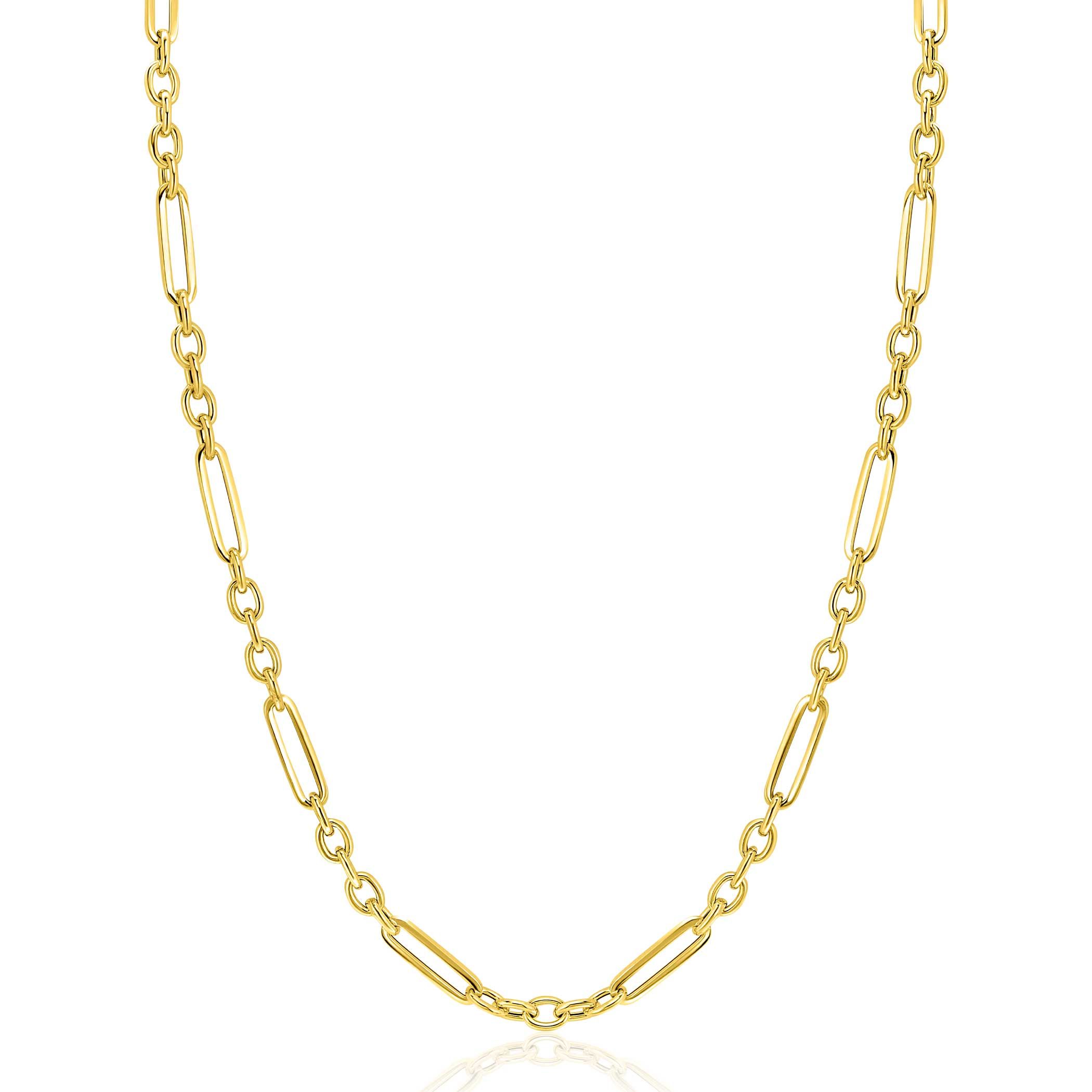 ZINZI 14K Gold Chain Necklace Paperclip and Rolo Chains 4mm width 45cm ZGC473