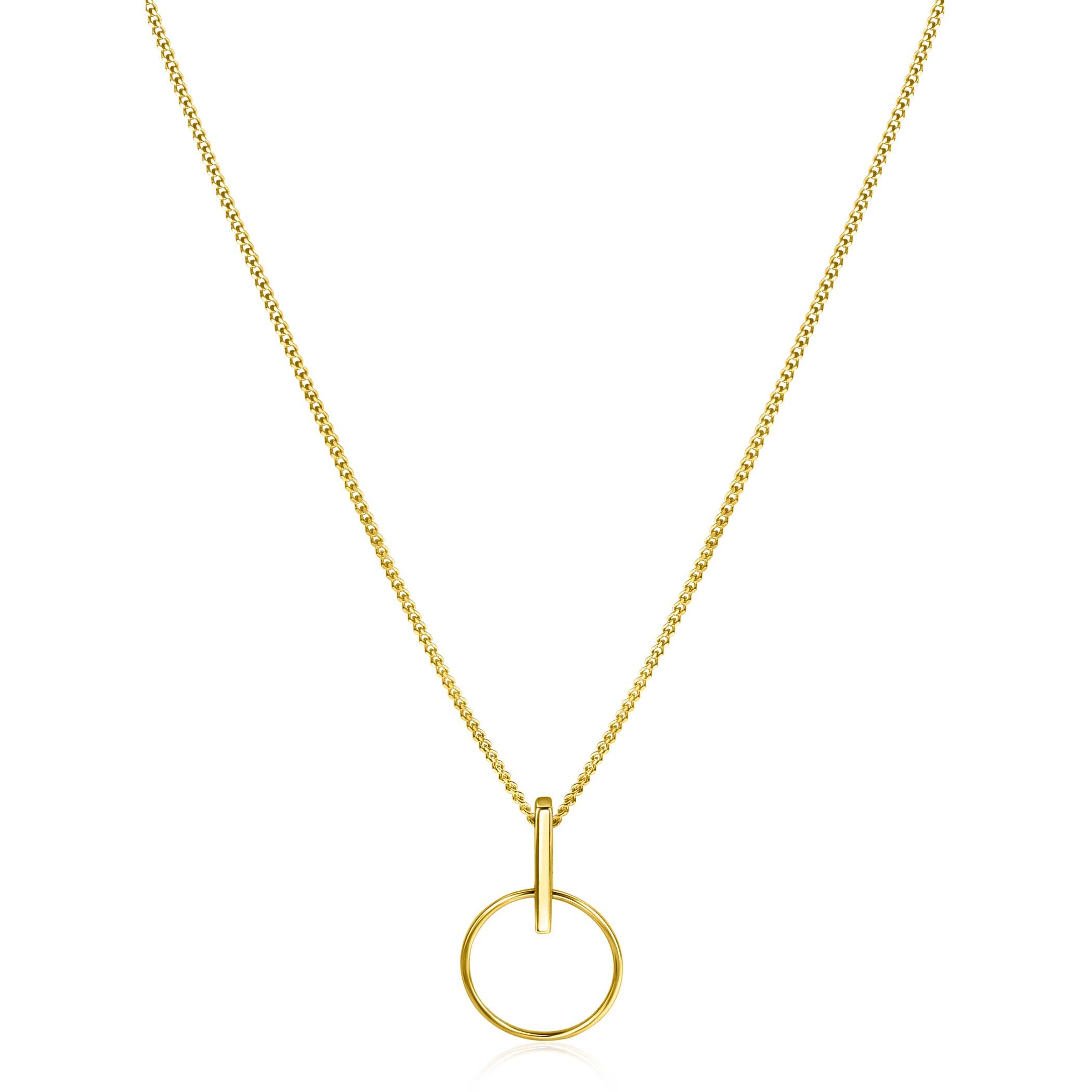 18mm ZINZI 14K Gold Pendant Open Circle and Trendy Bar as Bail ZGH404 (excl. necklace)