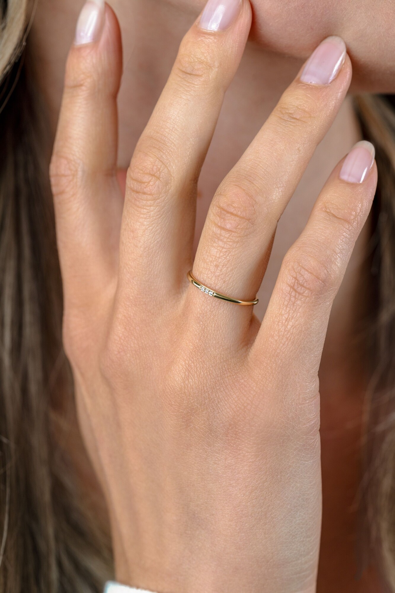 ZINZI Gold 14K Gold Stacking Ring set with three white zirconias ZGR530