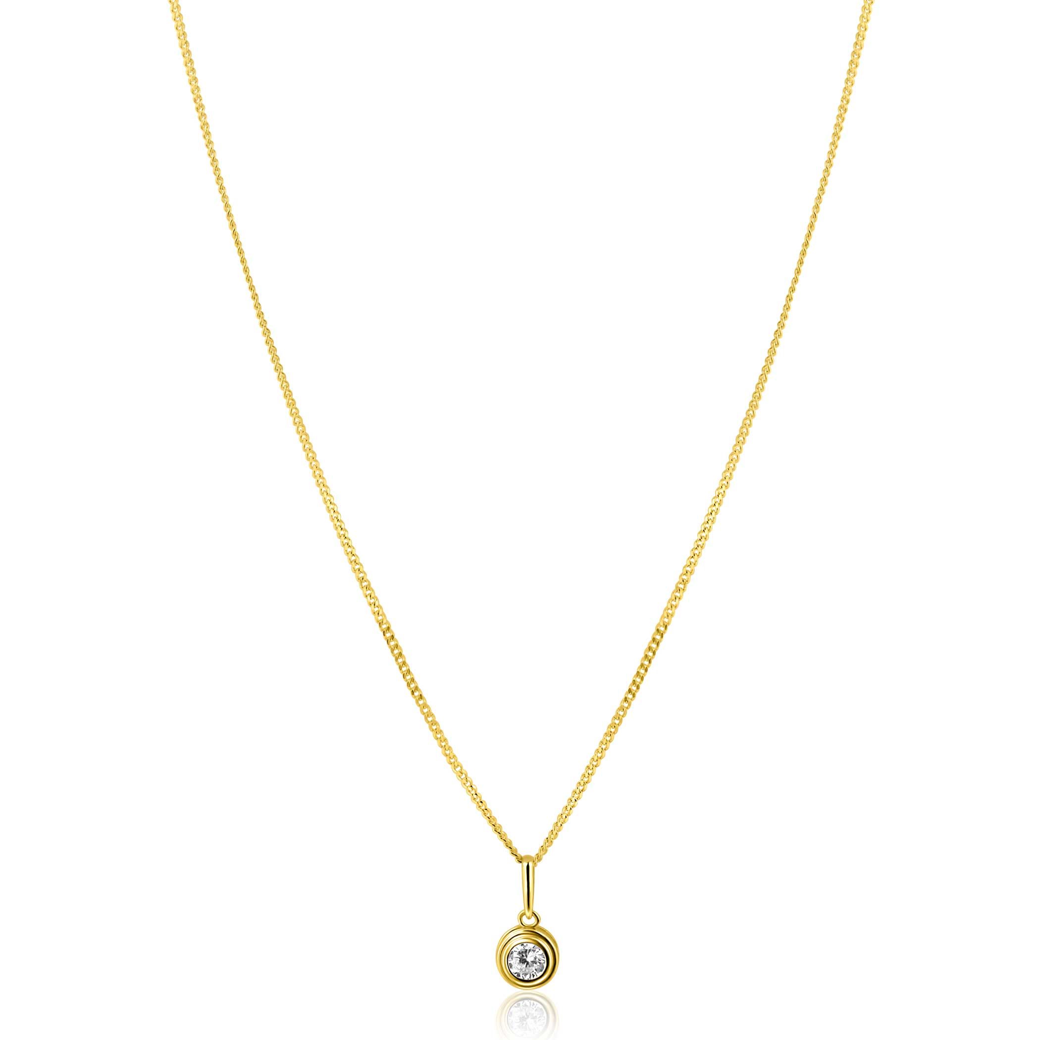 ZINZI GOLD hanger zirc. rond in bewerkt rond kastje