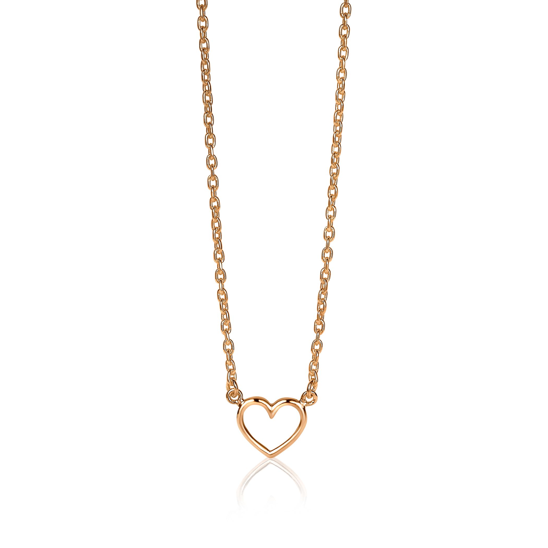 ZINZI Rose Gold Plated Sterling Silver Necklace Open Heart ZIC1420R
