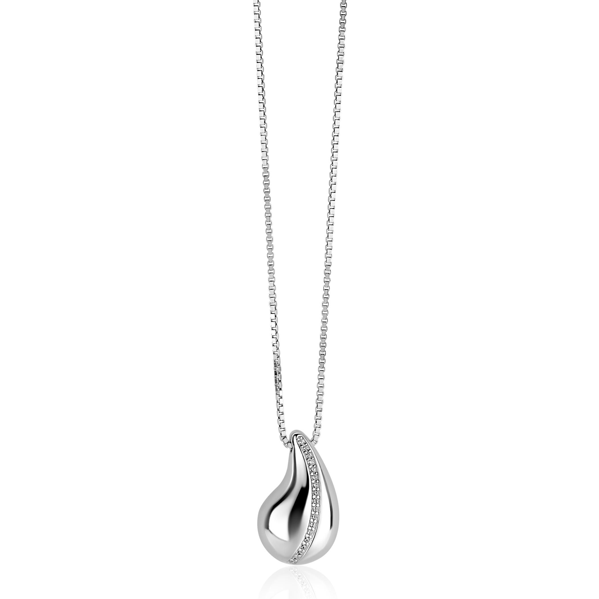ZINZI zlv. collier met druppel hanger met zirconia's