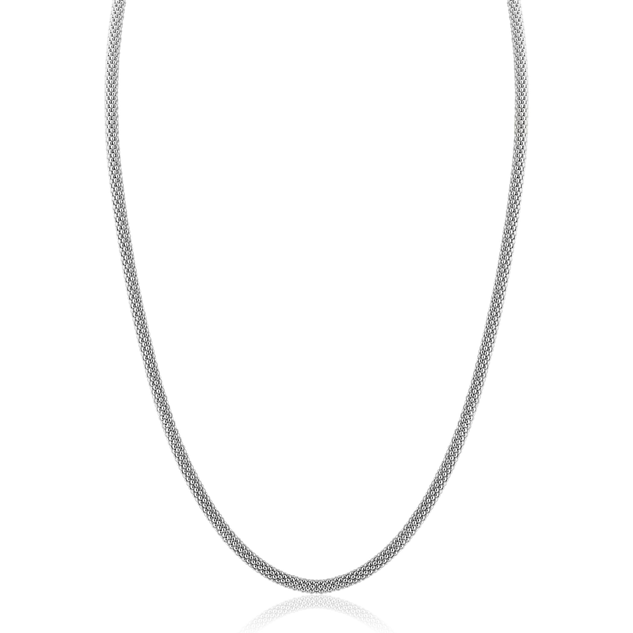 ZINZI zlv. collier fijne popcorn 3mm 42cm
