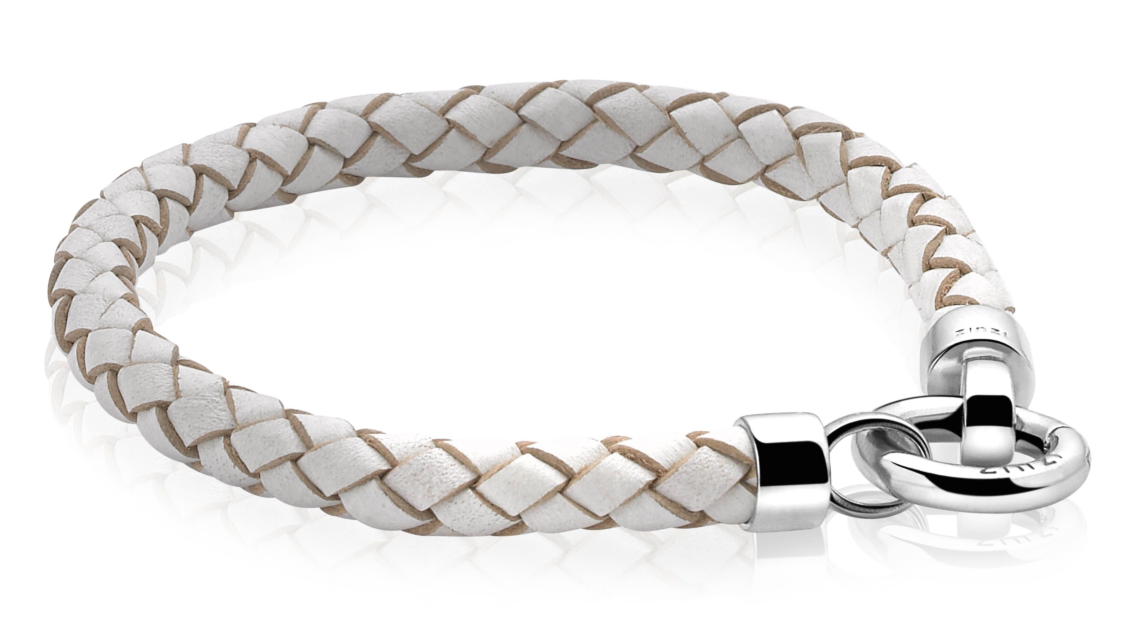 ZINZI Leather Bracelet White with Clasp 19cm ZIA731W-S