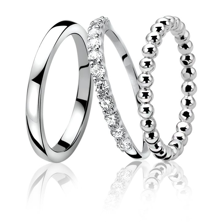 ZINZI Sterling Silver Knuckle Ring Shiny Beads ZIR923K