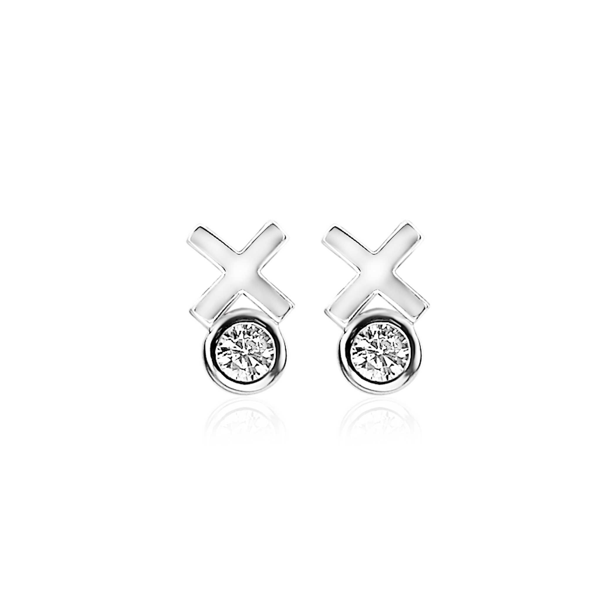 ZINZI Sterling Silver Stud Earrings XO White ZIO1821