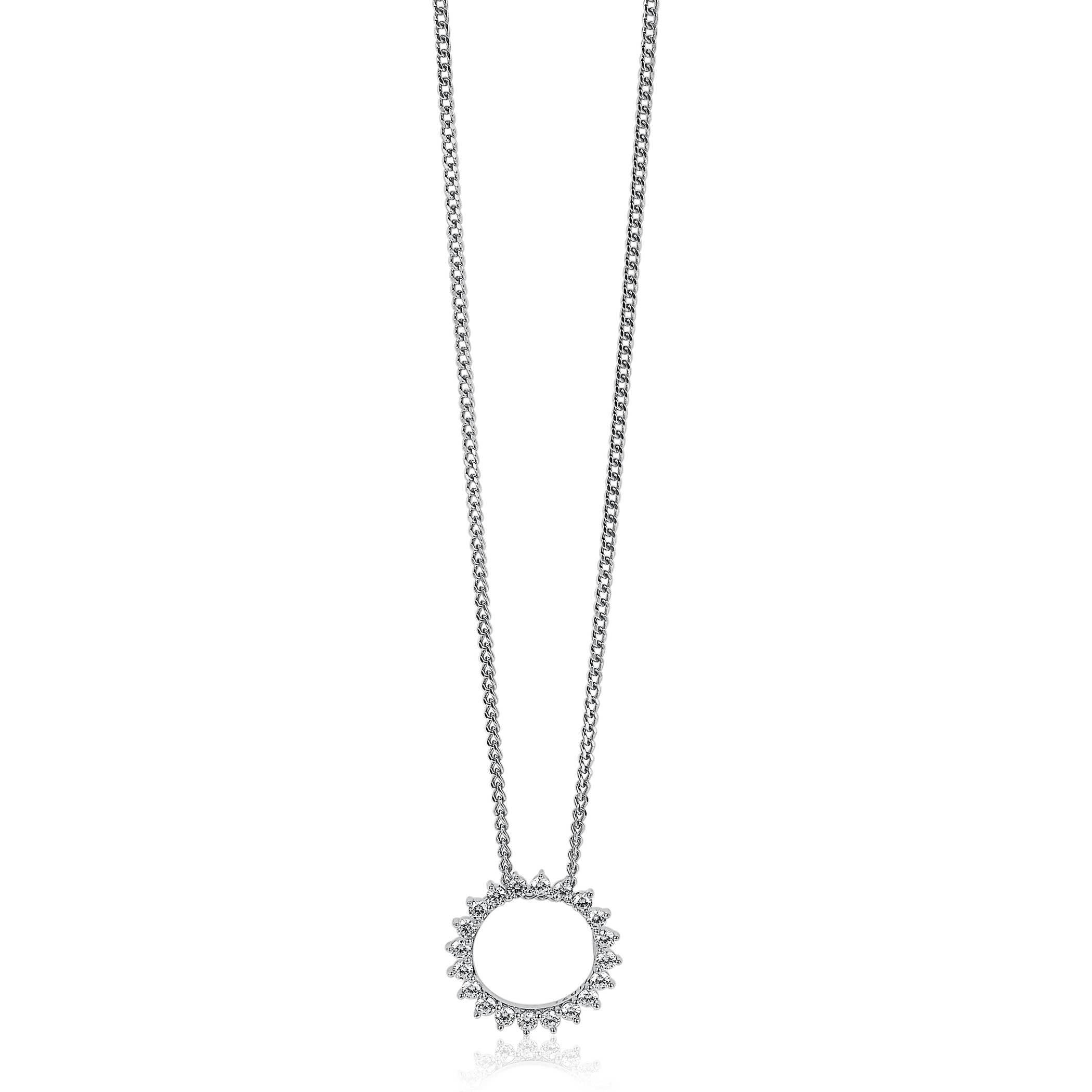 18mm ZINZI Sterling Silver Pendant Sun White ZIH1883