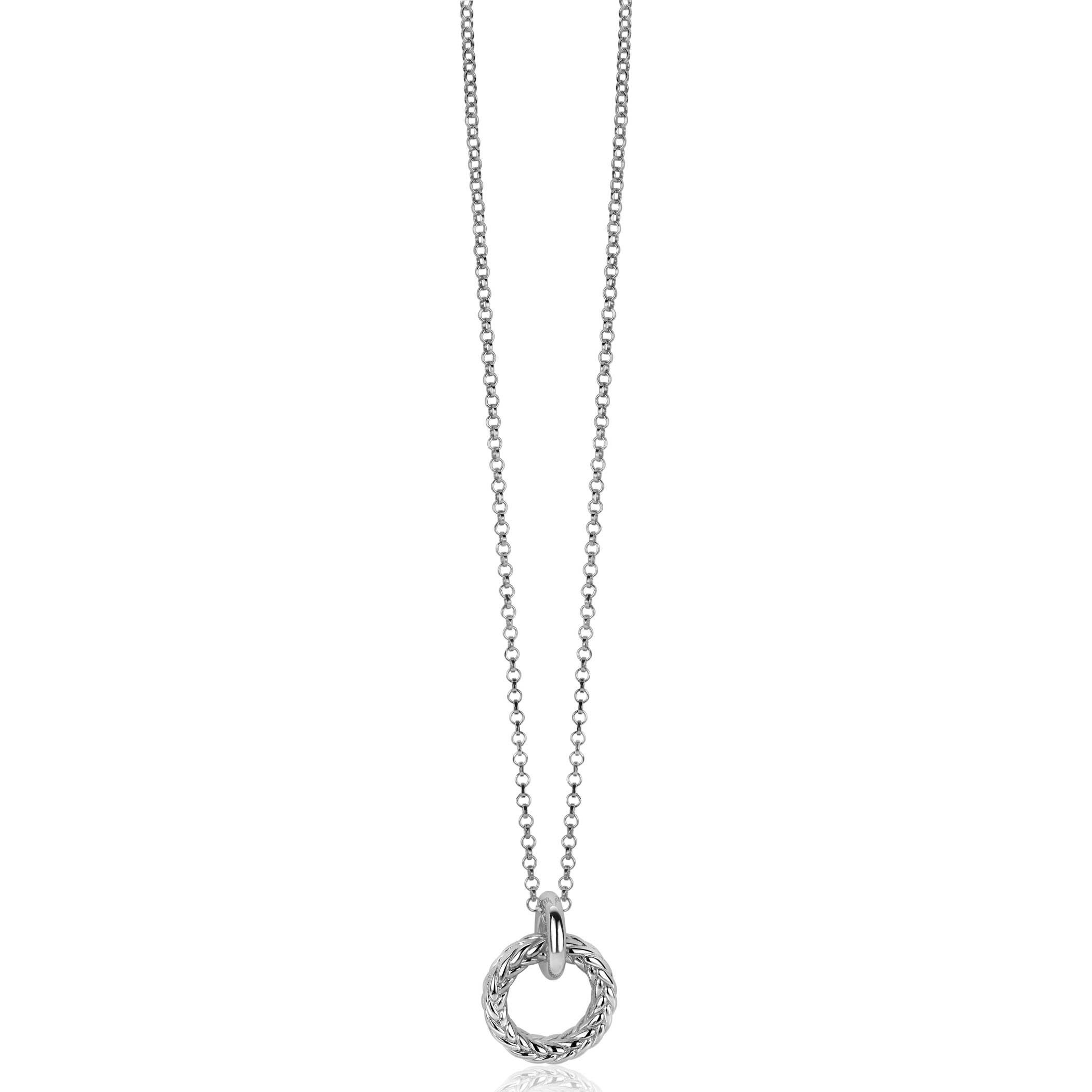 19mm ZINZI Sterling Silver Pendant Round with Rope Effect ZIH2246 (excl. necklace)
