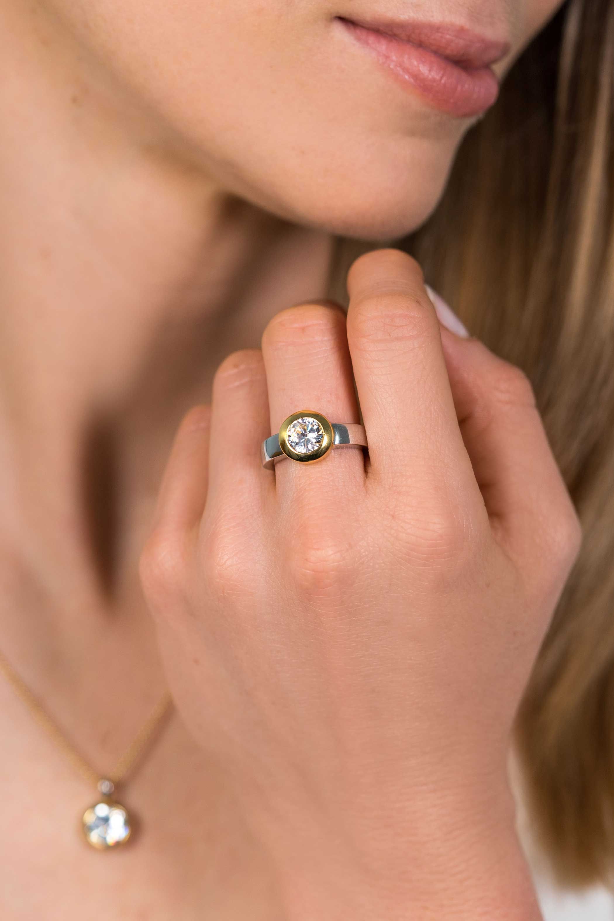 ZINZI Gold Plated Sterling Silver Exchangeable Ring Round ZIR2