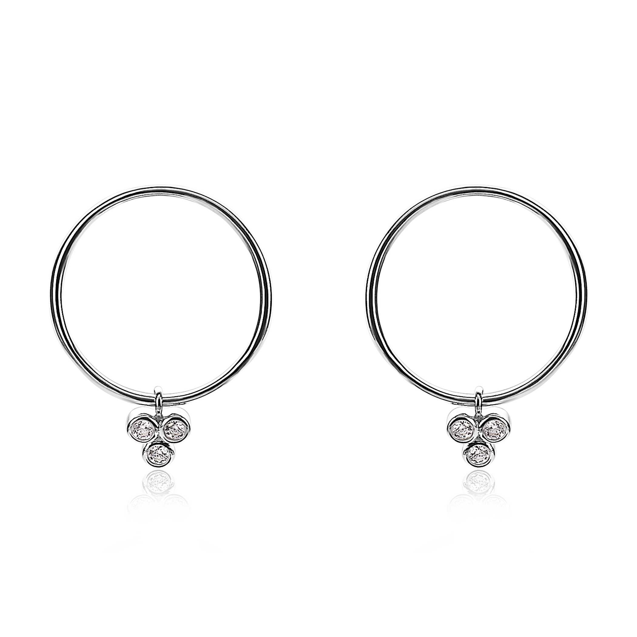 20mm ZINZI Sterling Silver Earrings Round White ZIO1829CR