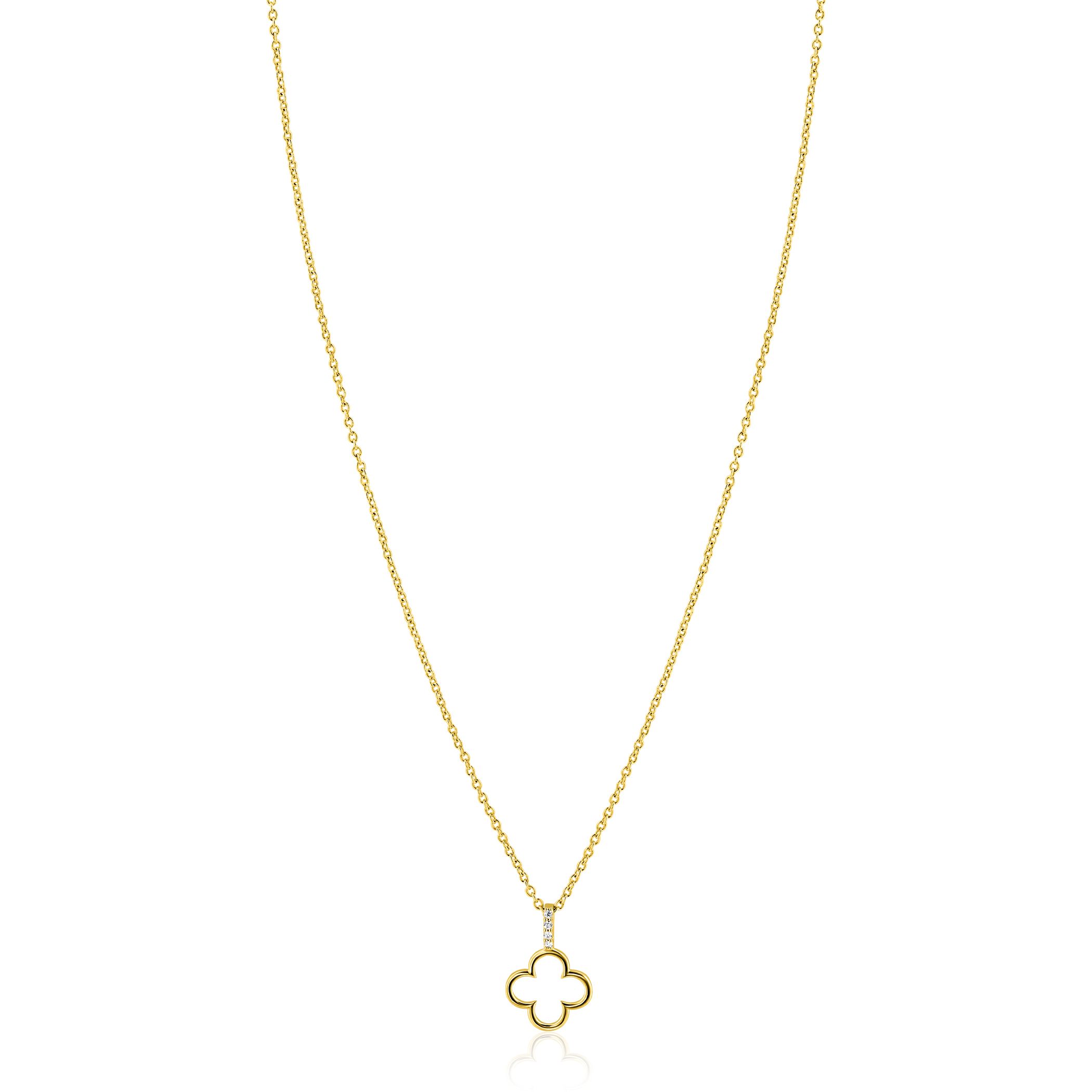 ZINZI zlv.collier gg.verg.hanger open klaver/oog zirc.