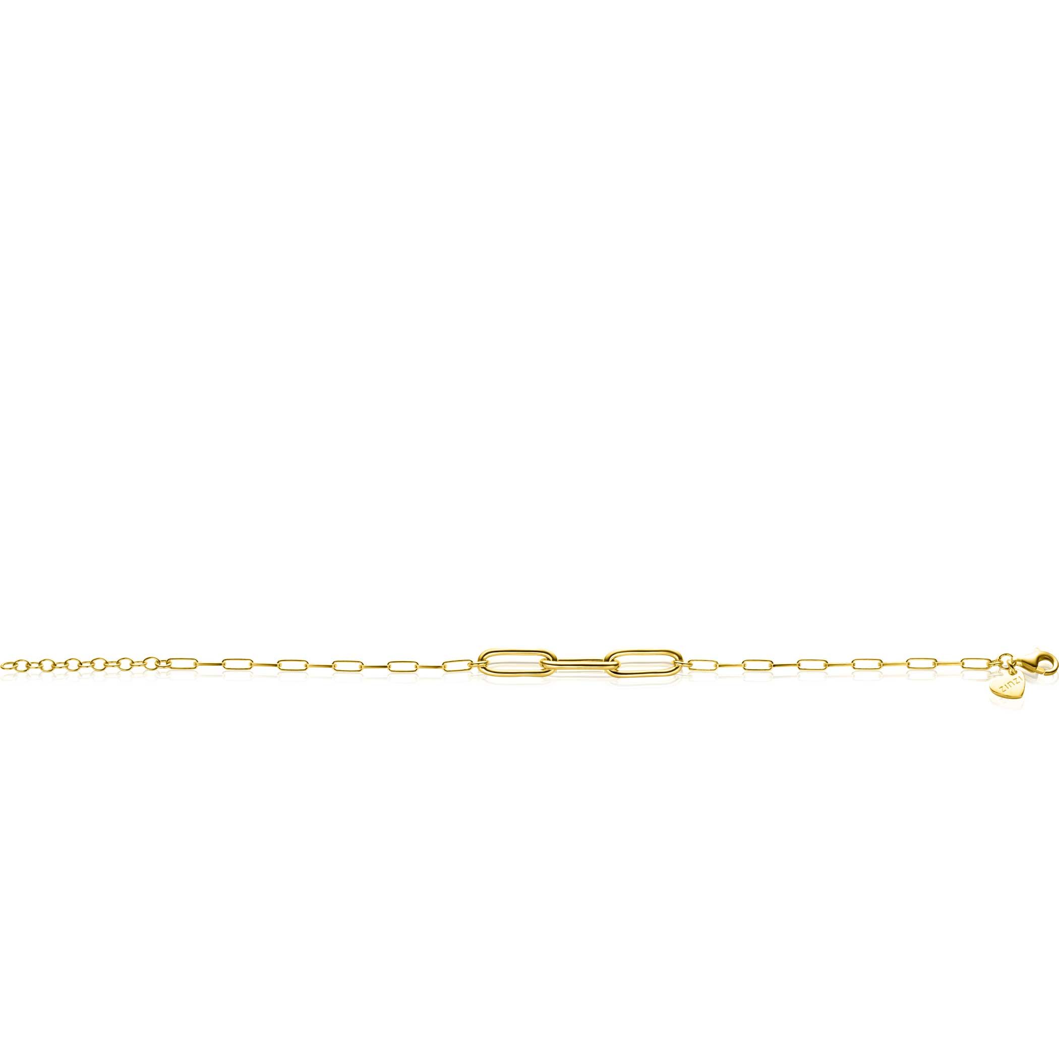 ZINZI Gold Plated Sterling Silver Chain Bracelet with 3 Large Oval Chains 16,5-19,5cm ZIA2522