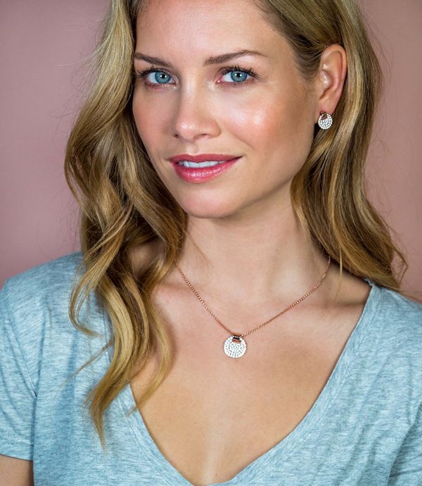 ZINZI zlv. hanger rosé rond pave zirc. incl. collier