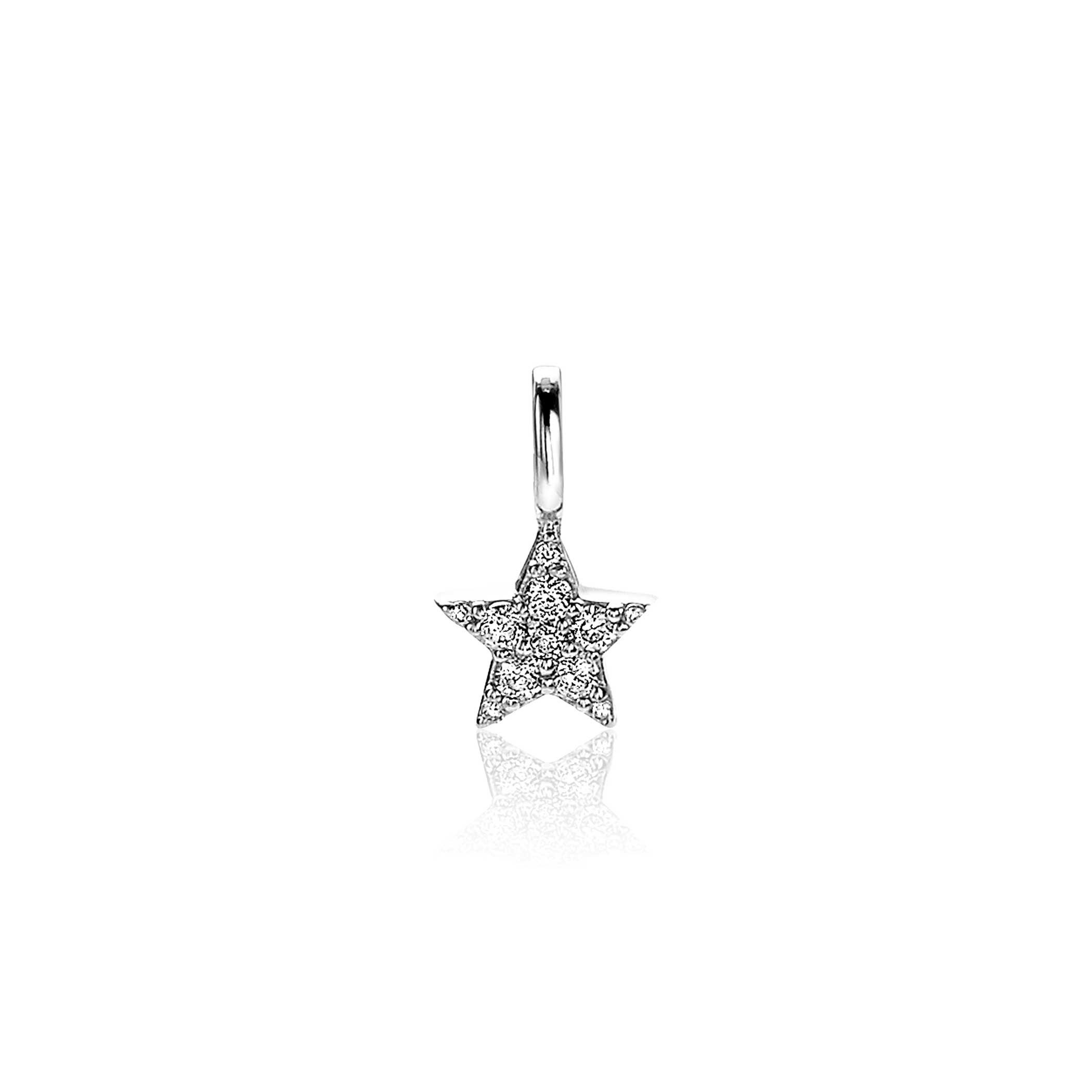 13mm ZINZI Sterling Silver Star Pendant White ZIH2138 (excl. necklace)