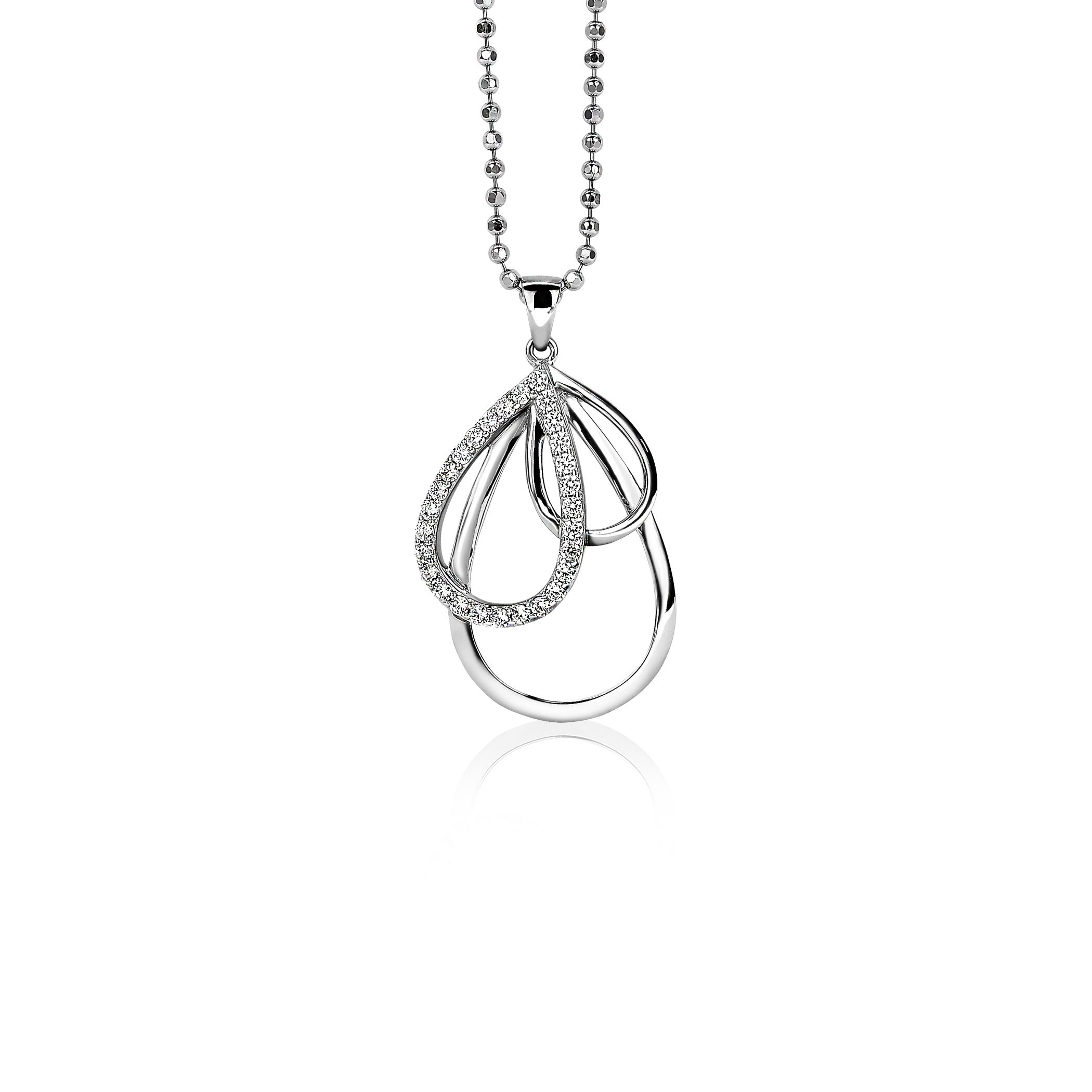 40mm ZINZI Sterling Silver Pendant Drop White ZIH1369