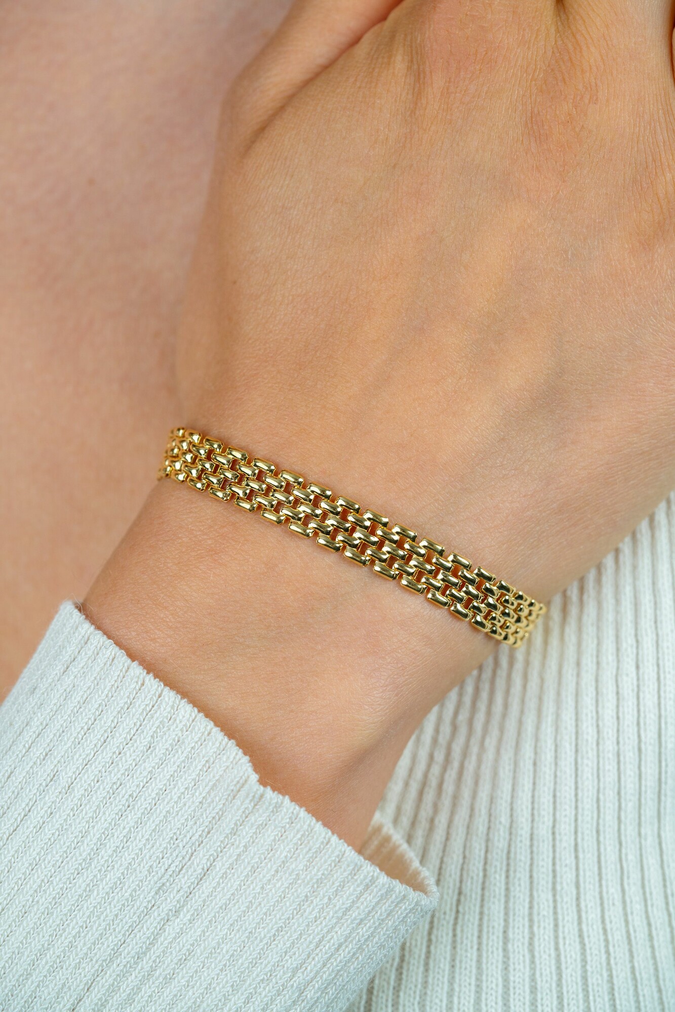 ZINZI Gold Plated Sterling Silver Bracelet Rolex-style Chain width 8mm 16,5-20cm ZIA2289G