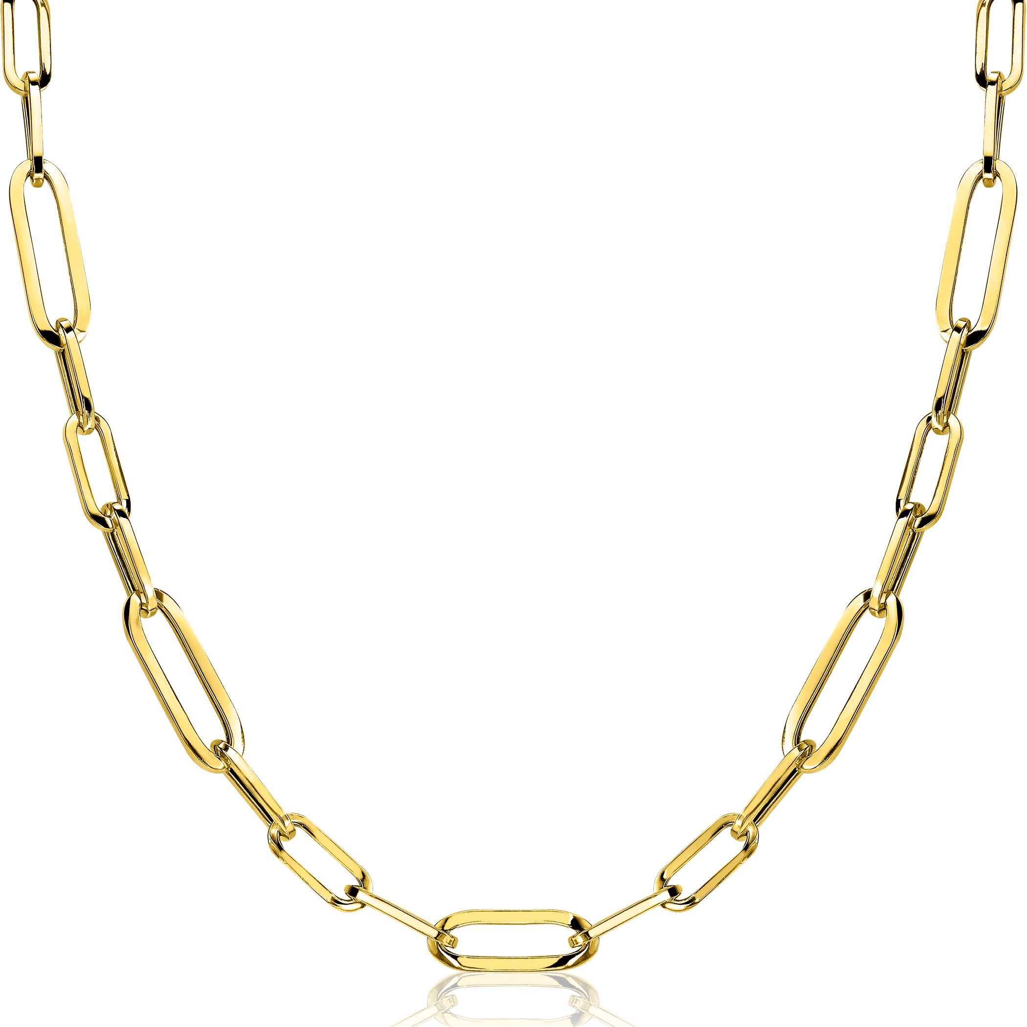 ZINZI Gold Plated Sterling Silver Necklace Oval ''Closed Forever'' Chains width 6mm 45cm ZIC1990G