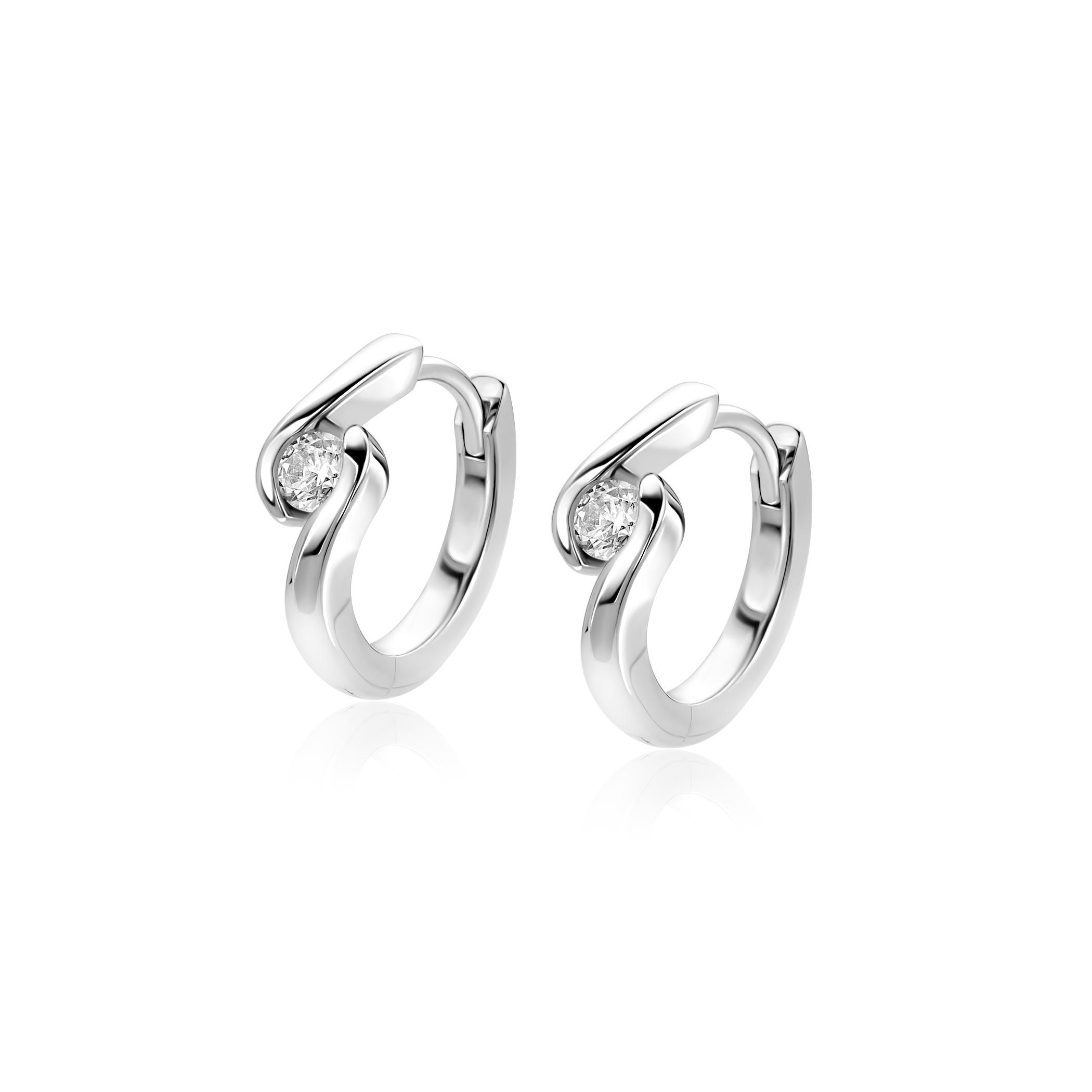 ZINZI zlv. klapcreolen slagmodel met zirconia 14mm