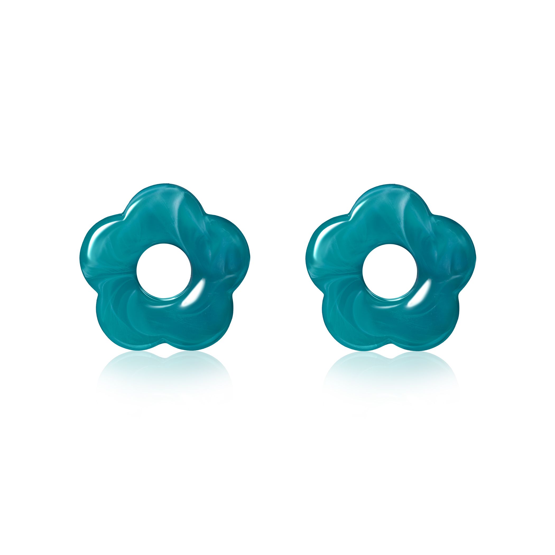 26mm flower-shaped turquoise synthetic earring charms ZICH2720TA