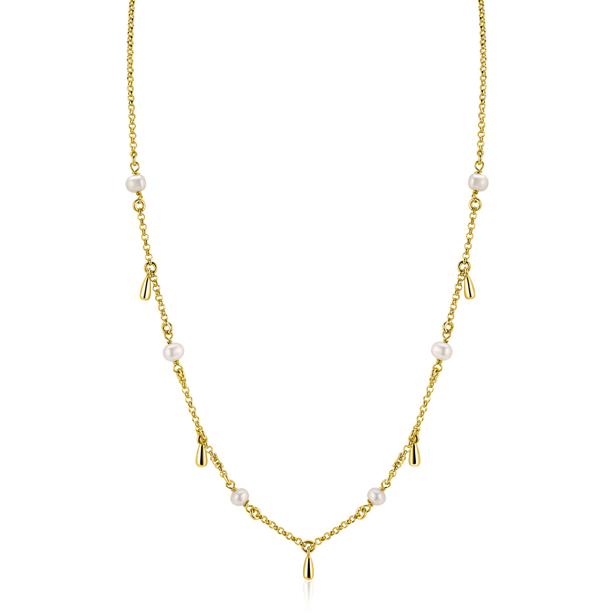 ZINZI zlv.collier gg.verg.met parels en pegeltjes 42/45