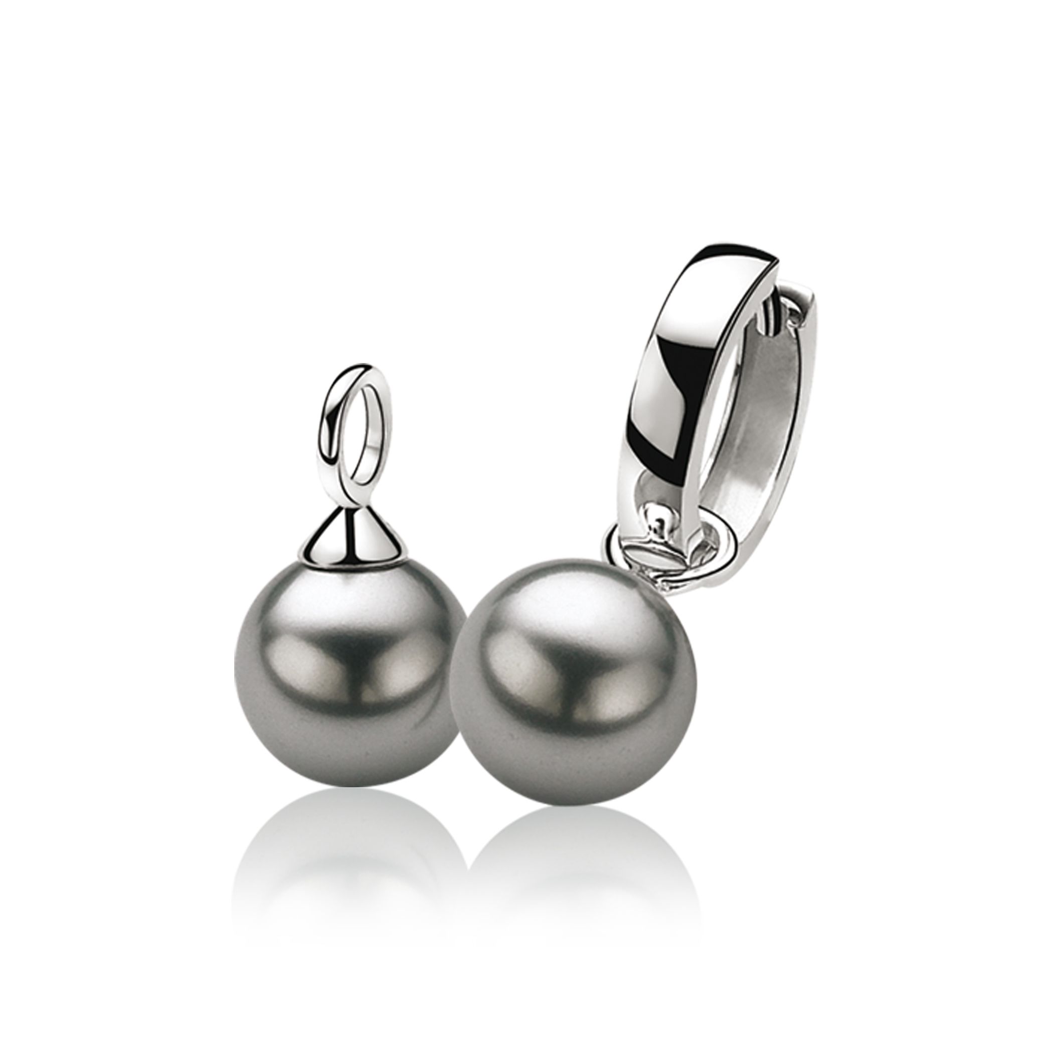 10mm ZINZI Sterling Silver Earrings Pendants Pearl Grey ZICH266G (excl. hoop earrings)