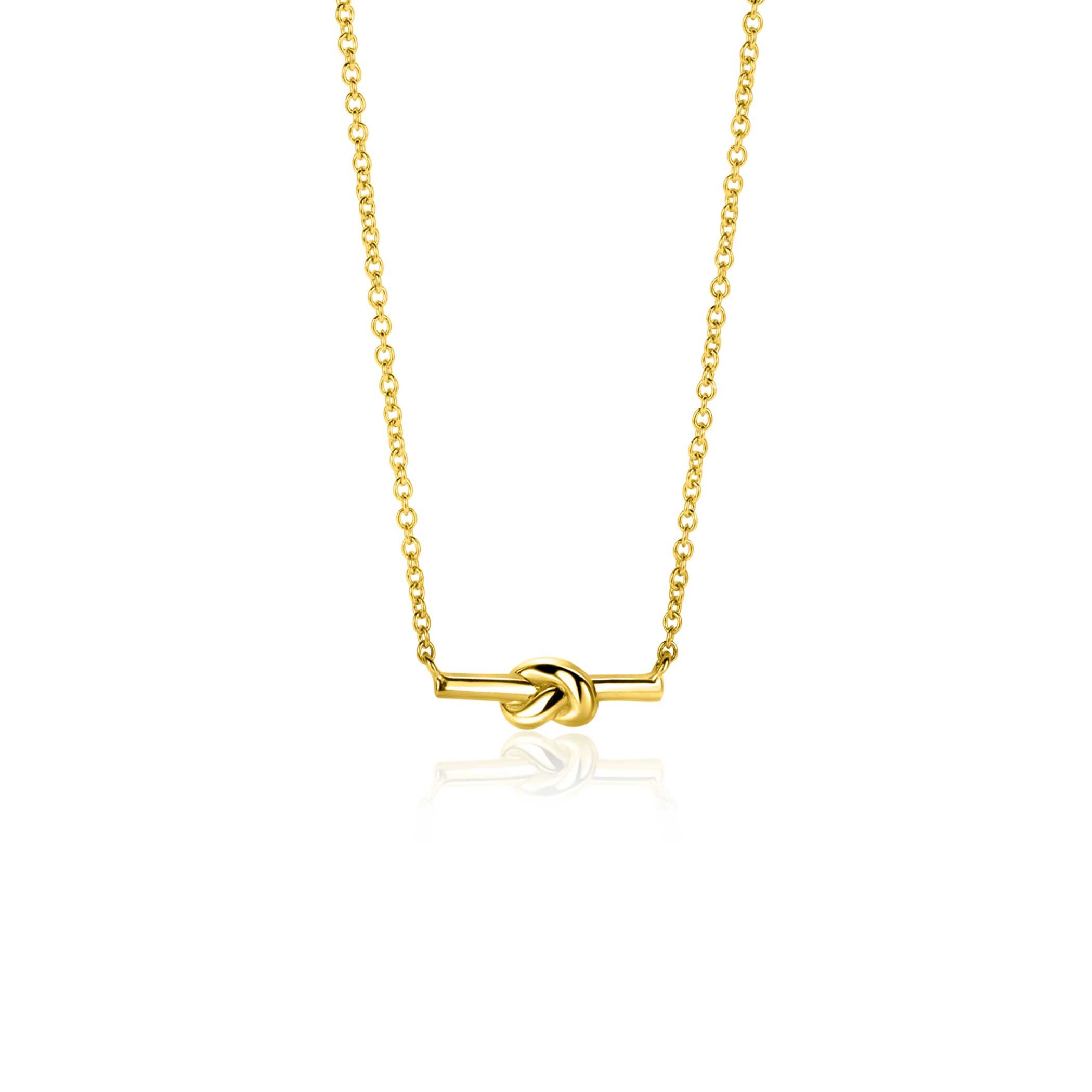 ZINZI gold-plated silver link necklace with bar and trendy knot, 45-48cm, ZIC-BF115G