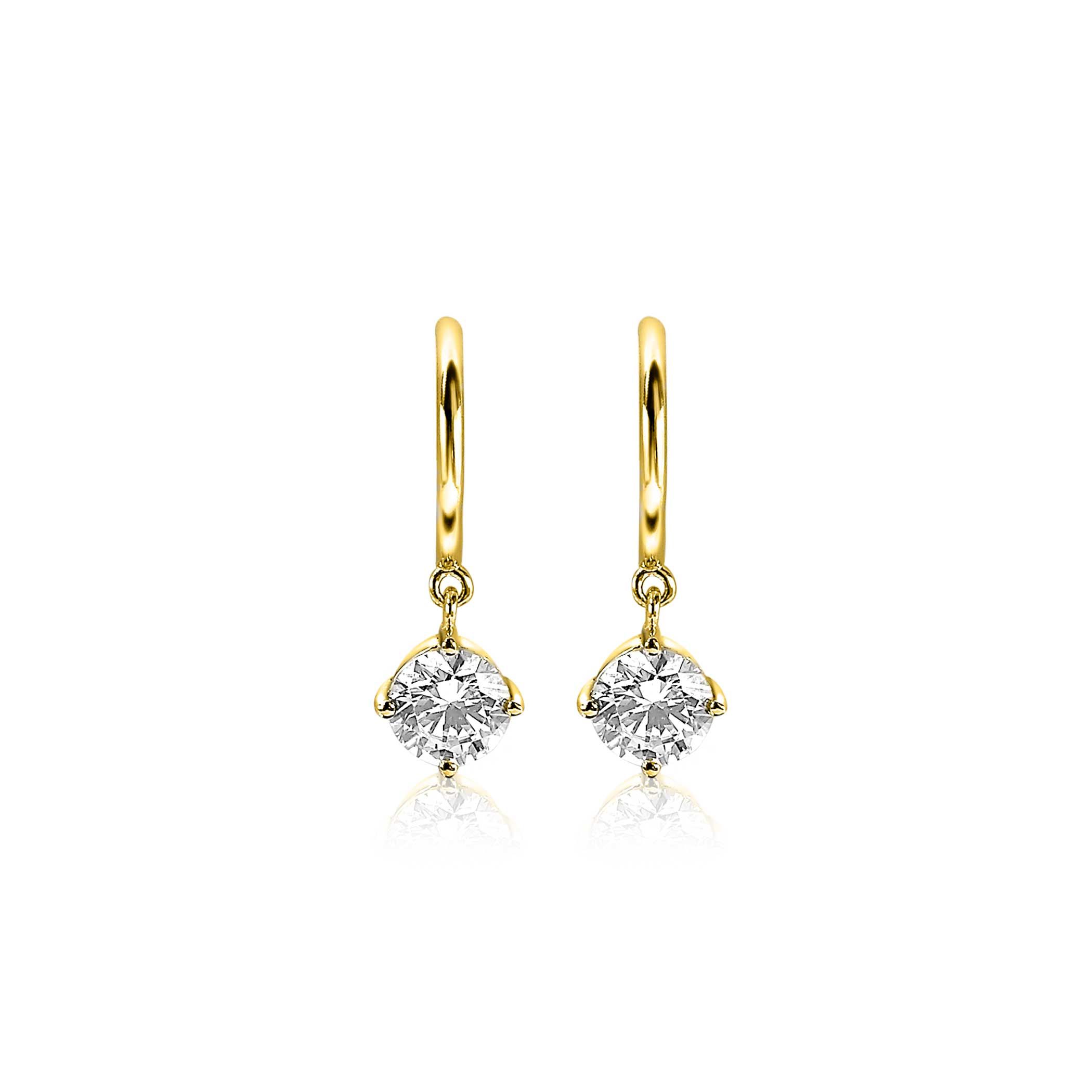 ZINZI Gold Plated Sterling Silver Earrings White Zirconia ZIO1980G