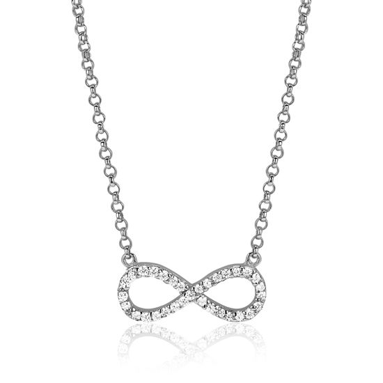 ZINZI Sterling Silver Necklace Infinity with White Zirconias 42-45cm ZIC1065