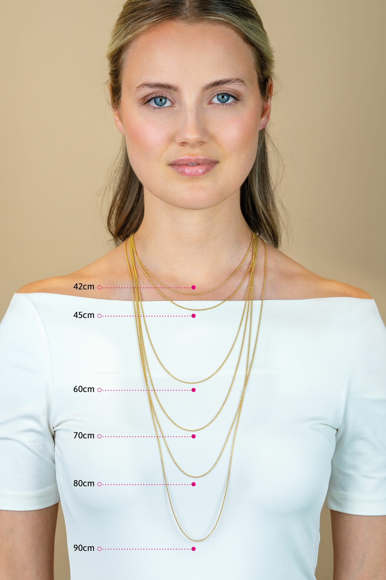 ZINZI zlv. palmier collier 90 cm geel verguld
