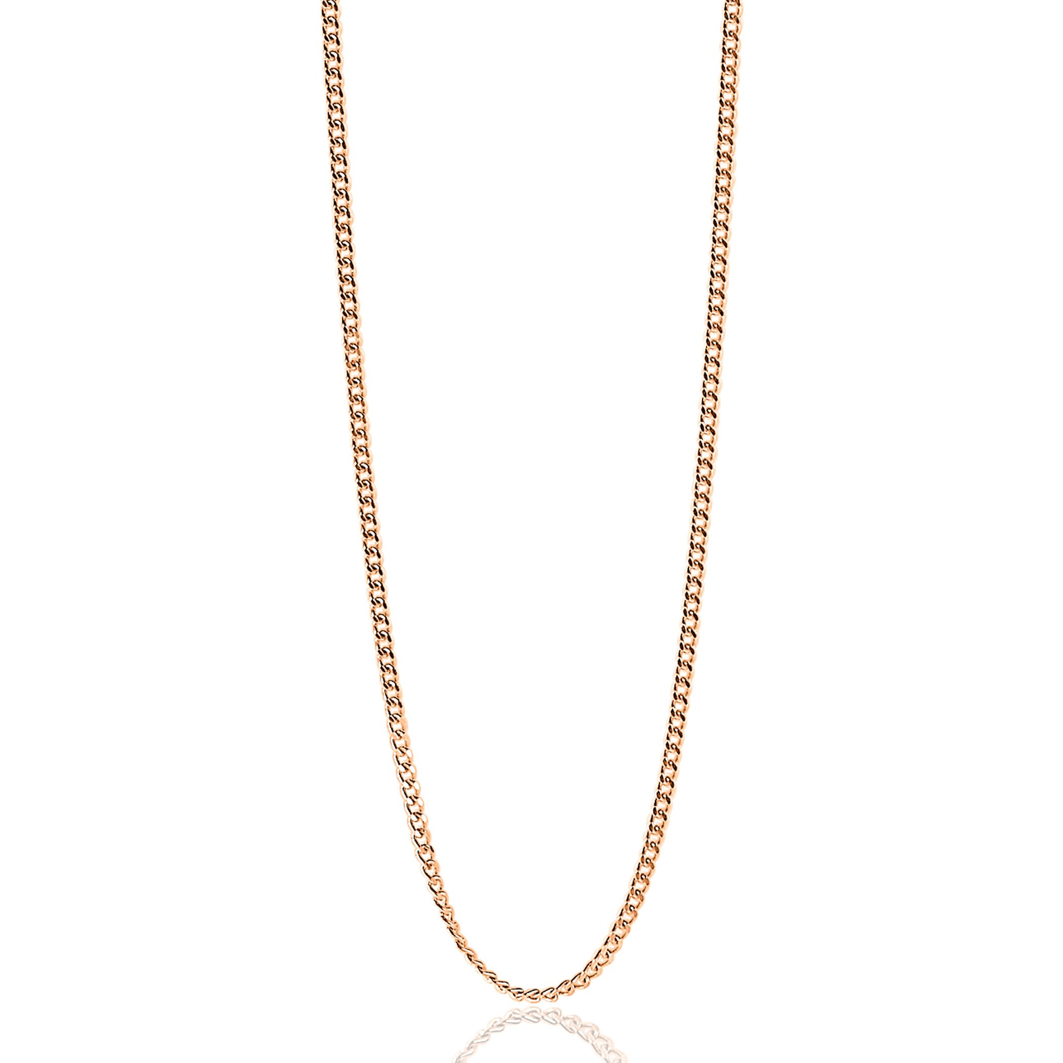45cm ZINZI Rose Gold Plated Sterling Silver Curb Chain Necklace ZILC-G45R