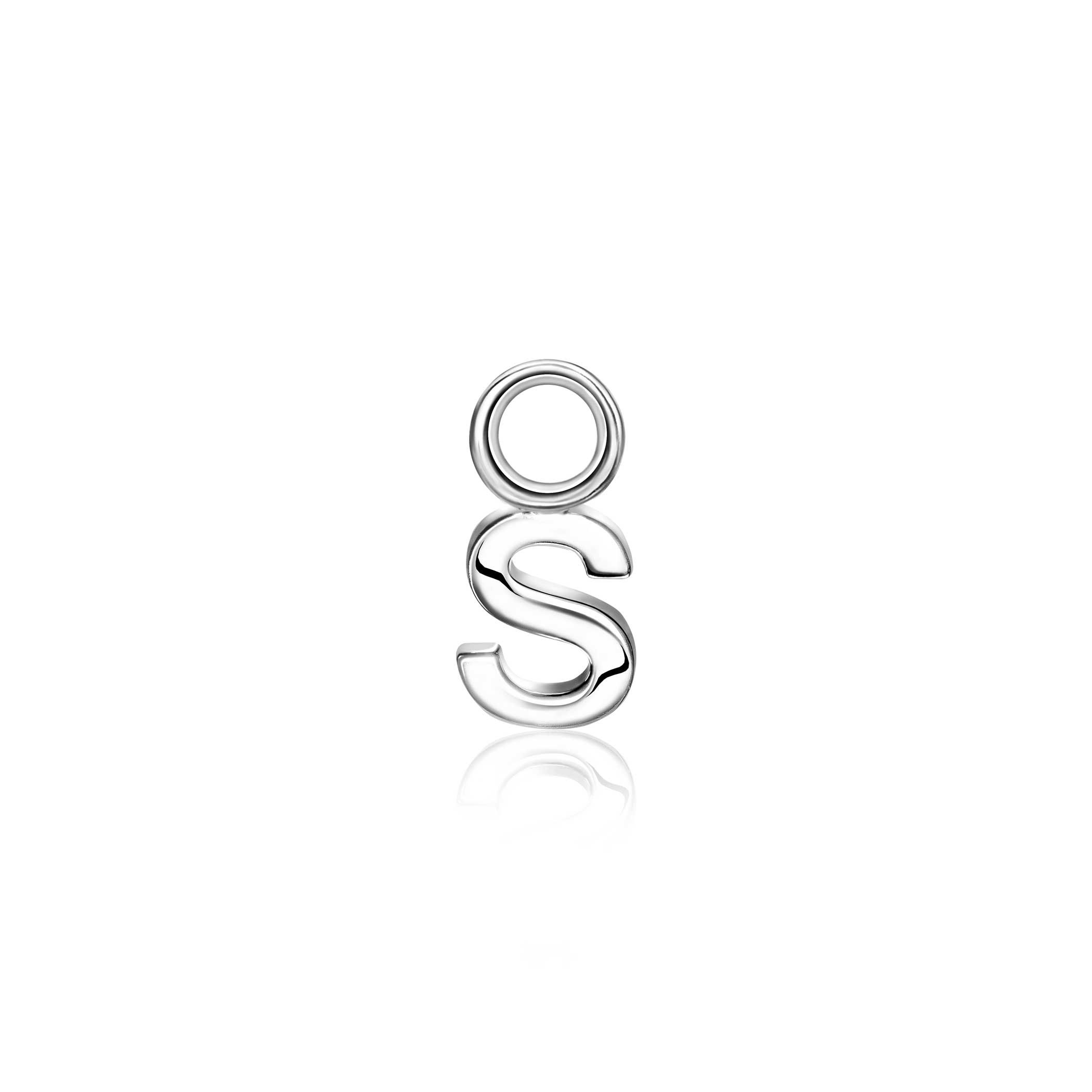 ZINZI Sterling Silver Letter Earrings Pendant S price per piece ZICH2144S (excl. hoop earrings)