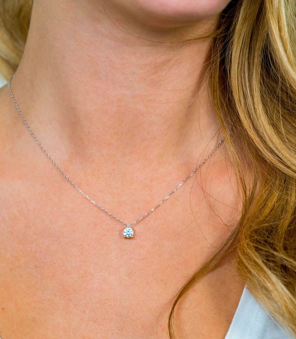 ZINZI Sterling Silver Necklace Prong Setting with Round White Zirconia 40-45cm ZIC1750