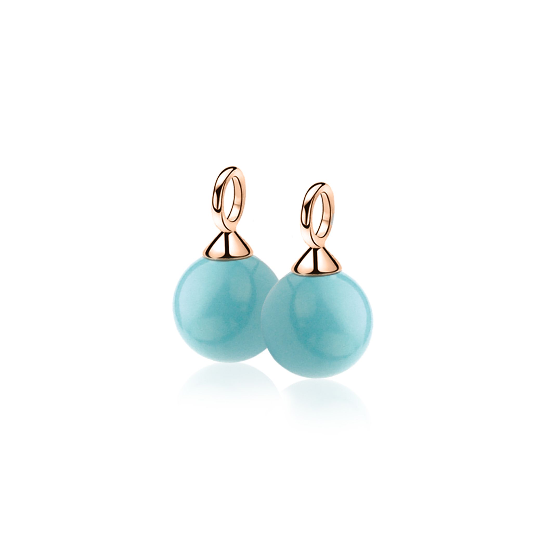 10mm ZINZI Rose Plated Sterling Silver Earrings Pendants Pearl Turquoise ZICH266TR (excl. hoop earrings)