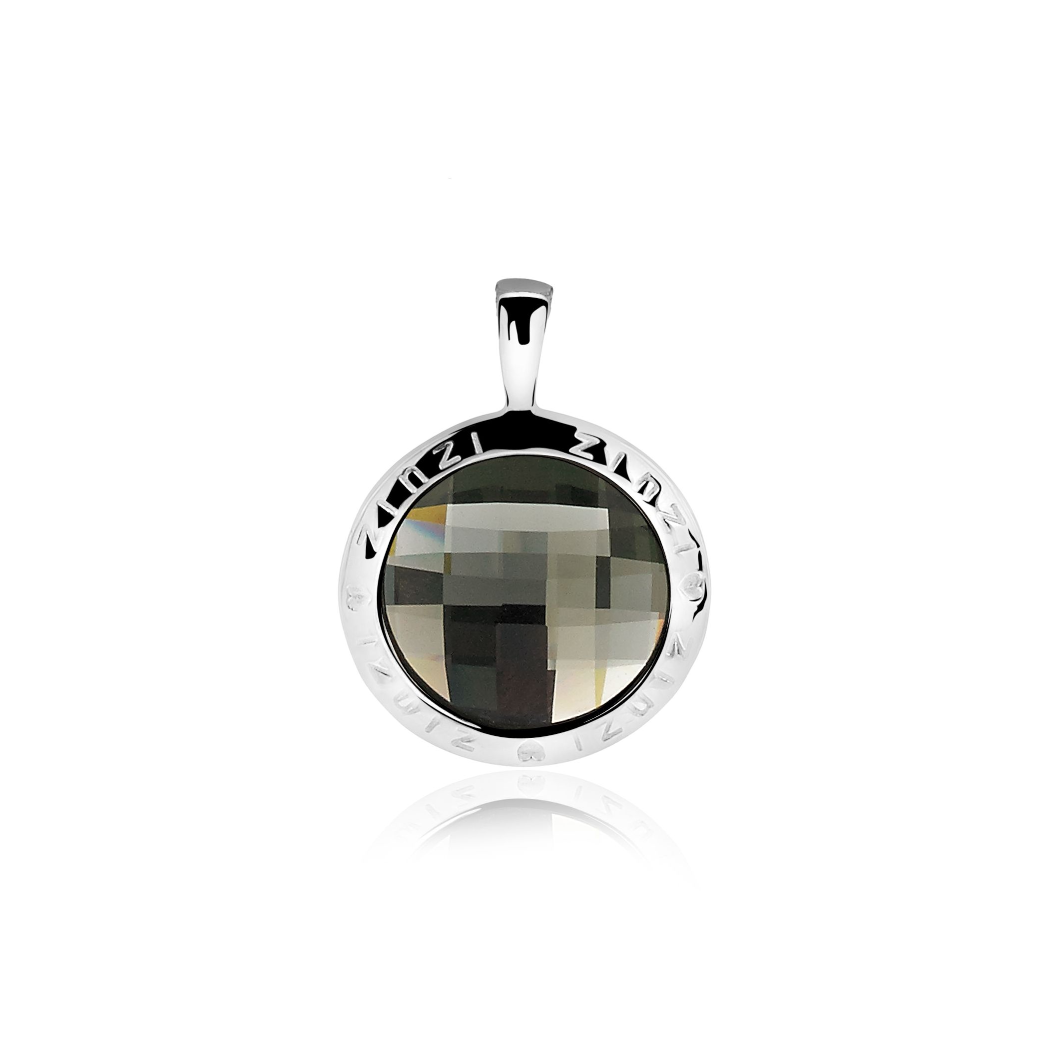 ZINZI Sterling Silver Round Pendant Grey Swarovski ZIH1054Z